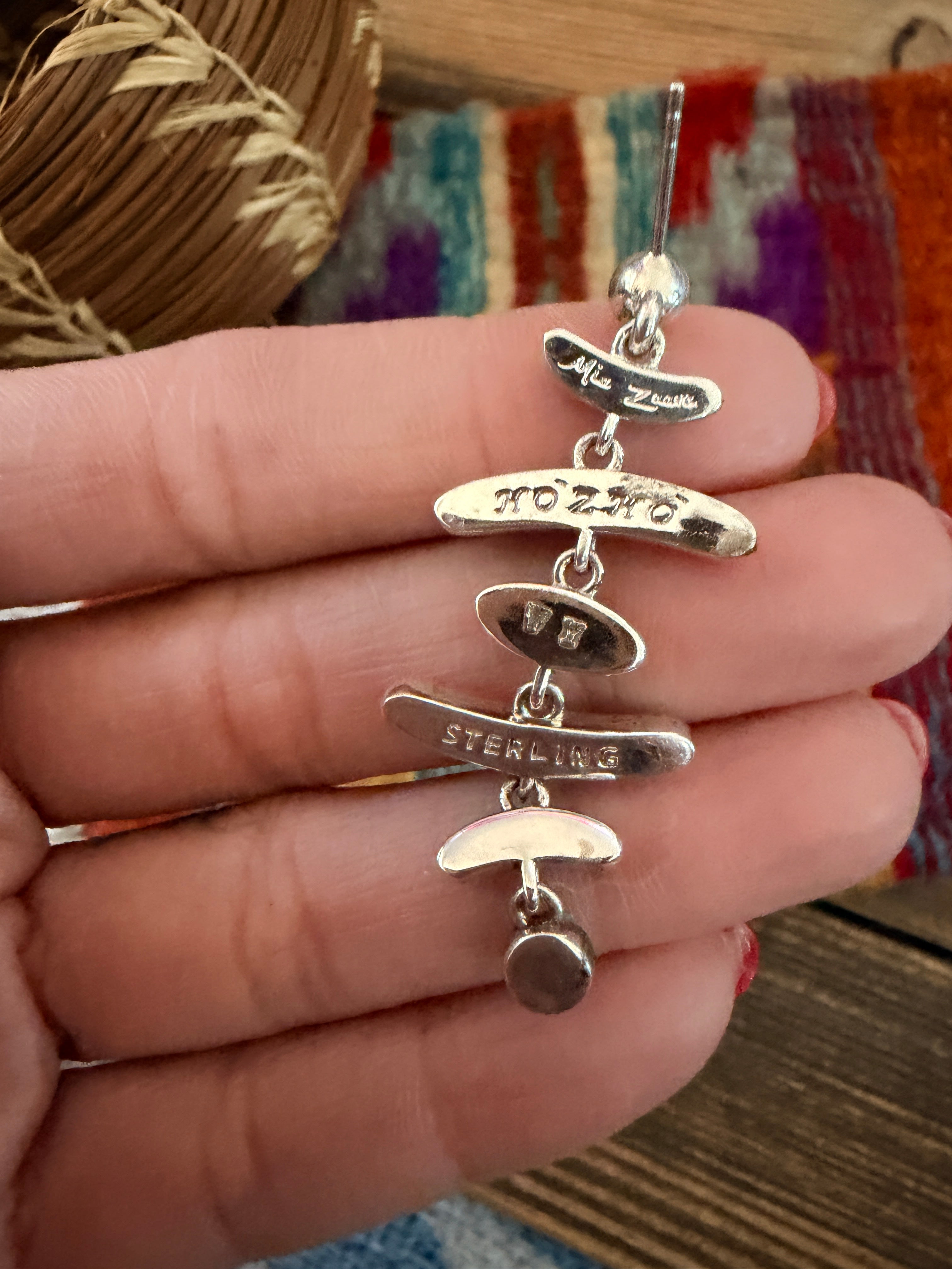 Handcrafted Multi Stone & Sterling Silver Chandelier Dangle Earrings by Valerie Yazzie