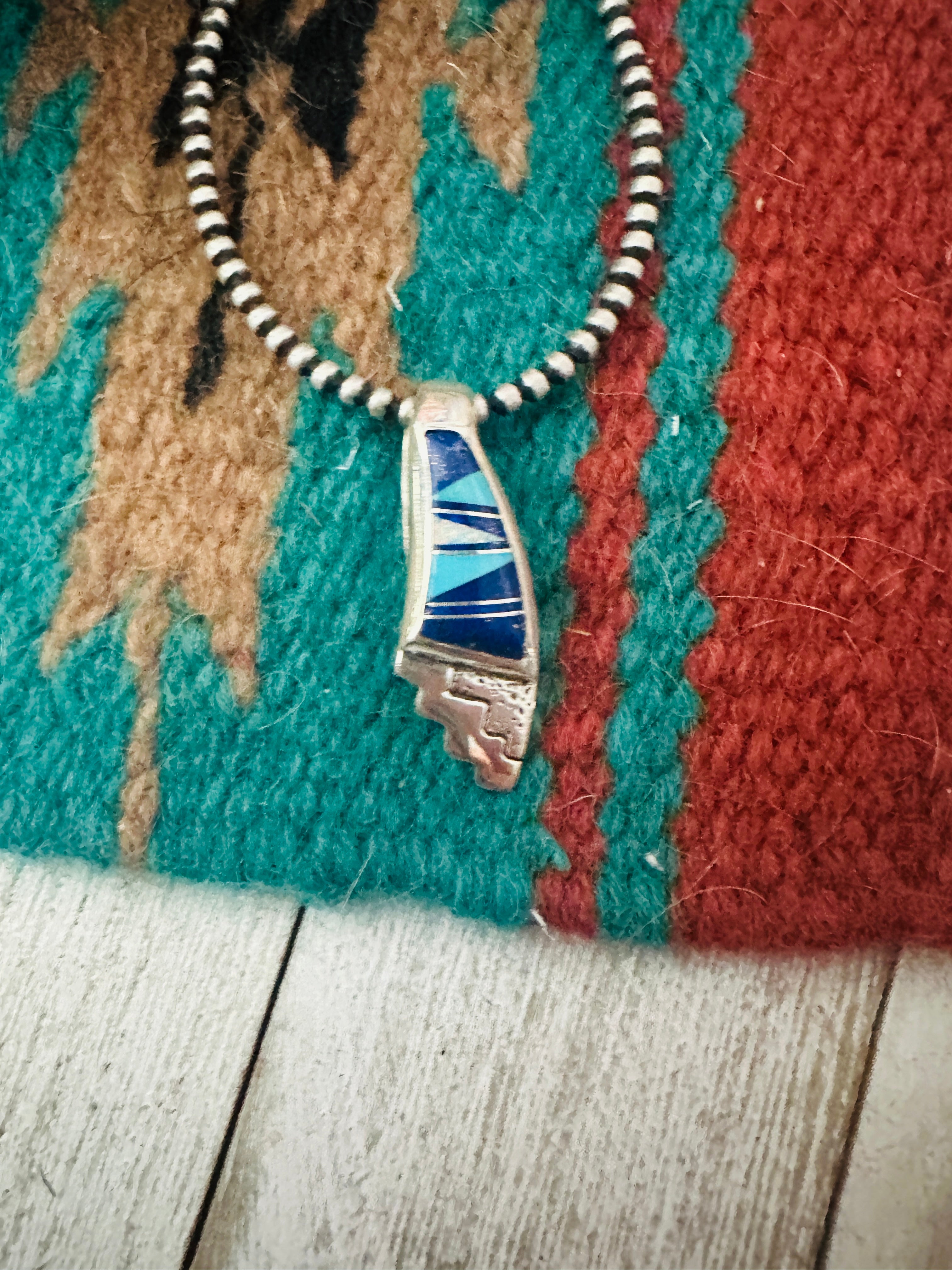 Navajo Multi Stone & Sterling Silver Inlay Pendant