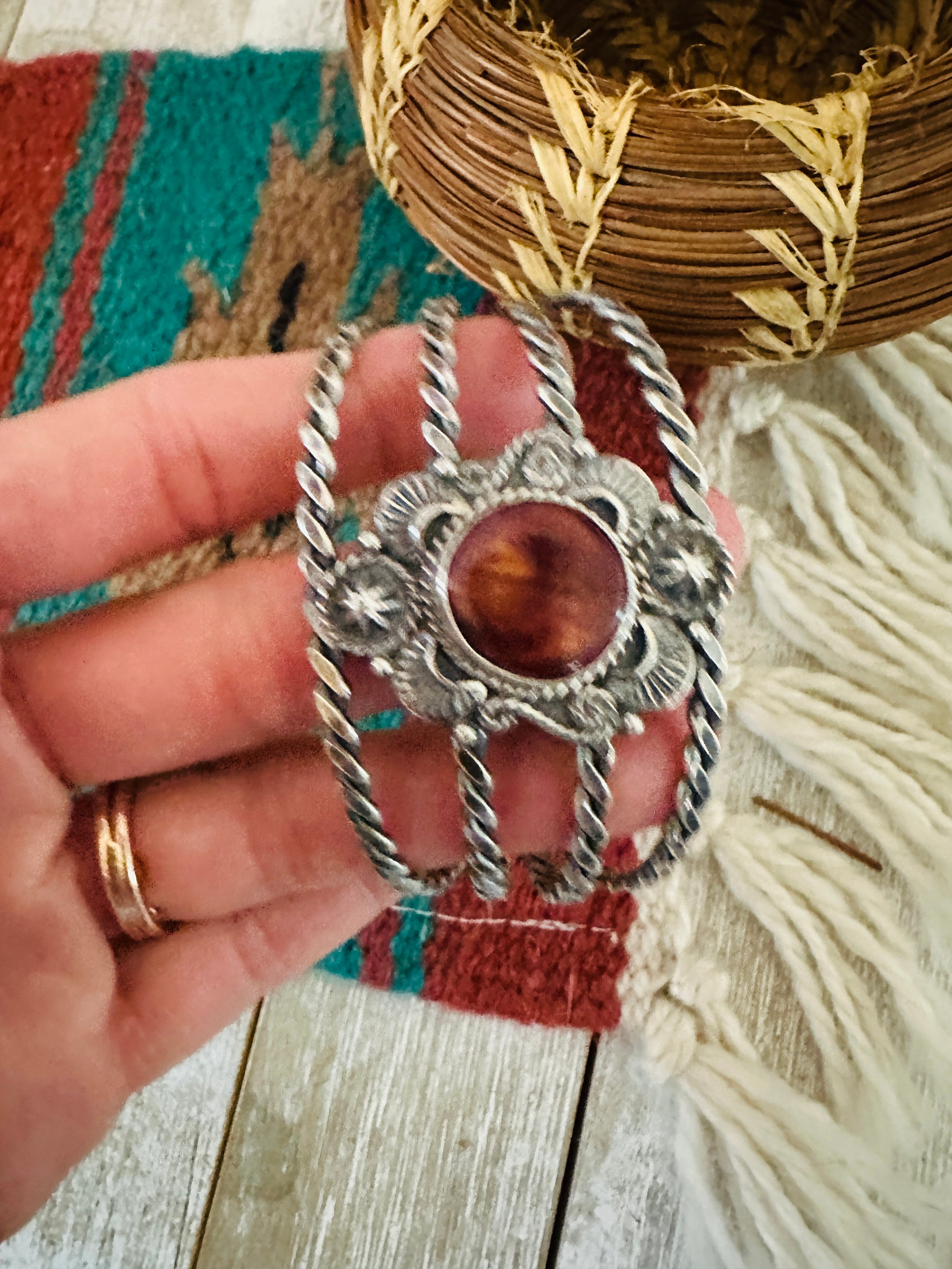 Handcrafted Sterling Silver & Purple Spiny Oyster Cuff Bracelet