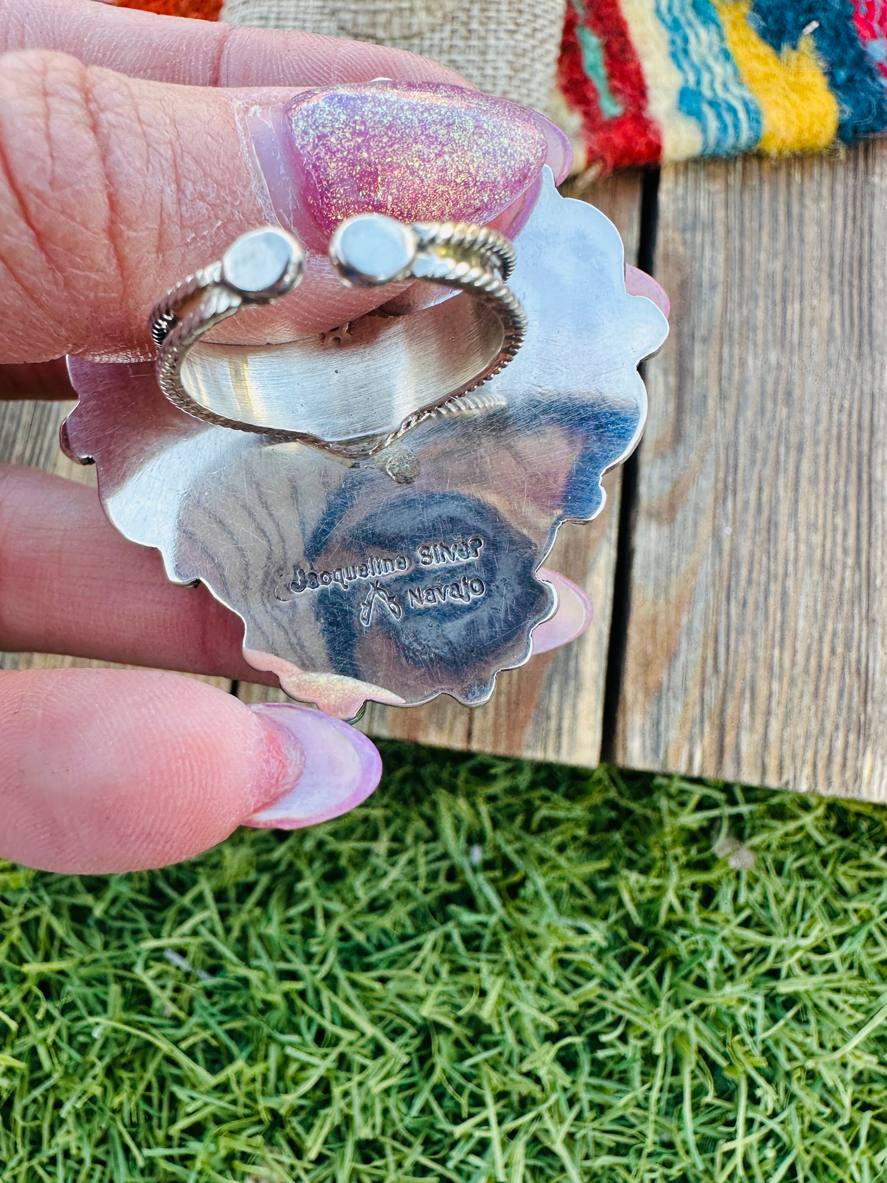 Handcrafted Multi Stone & Sterling Silver Adjustable Heart Ring by Jacqueline Silver