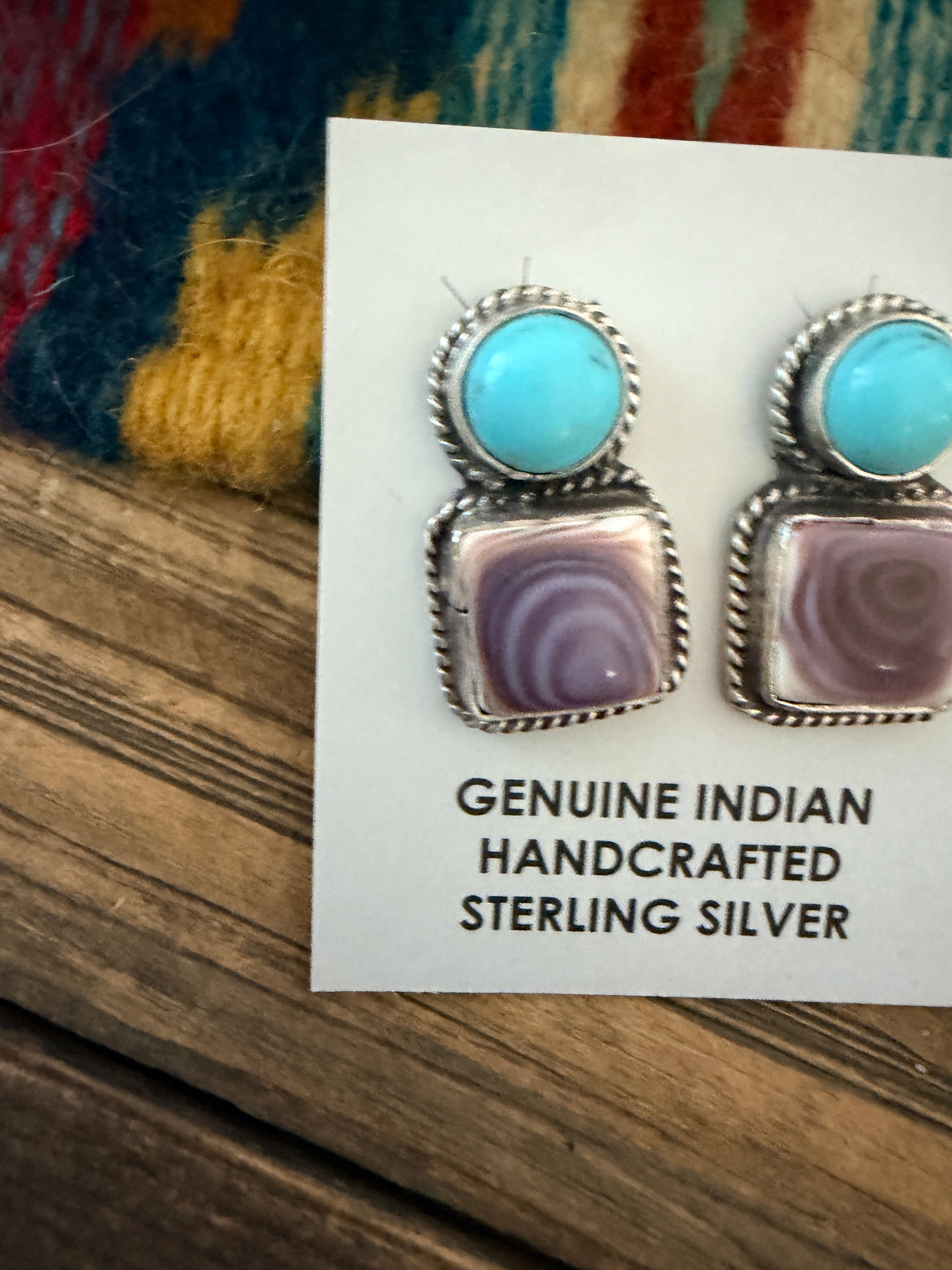 Handcrafted Agate, Turquoise & Sterling Silver Post Earrings by Marcella James