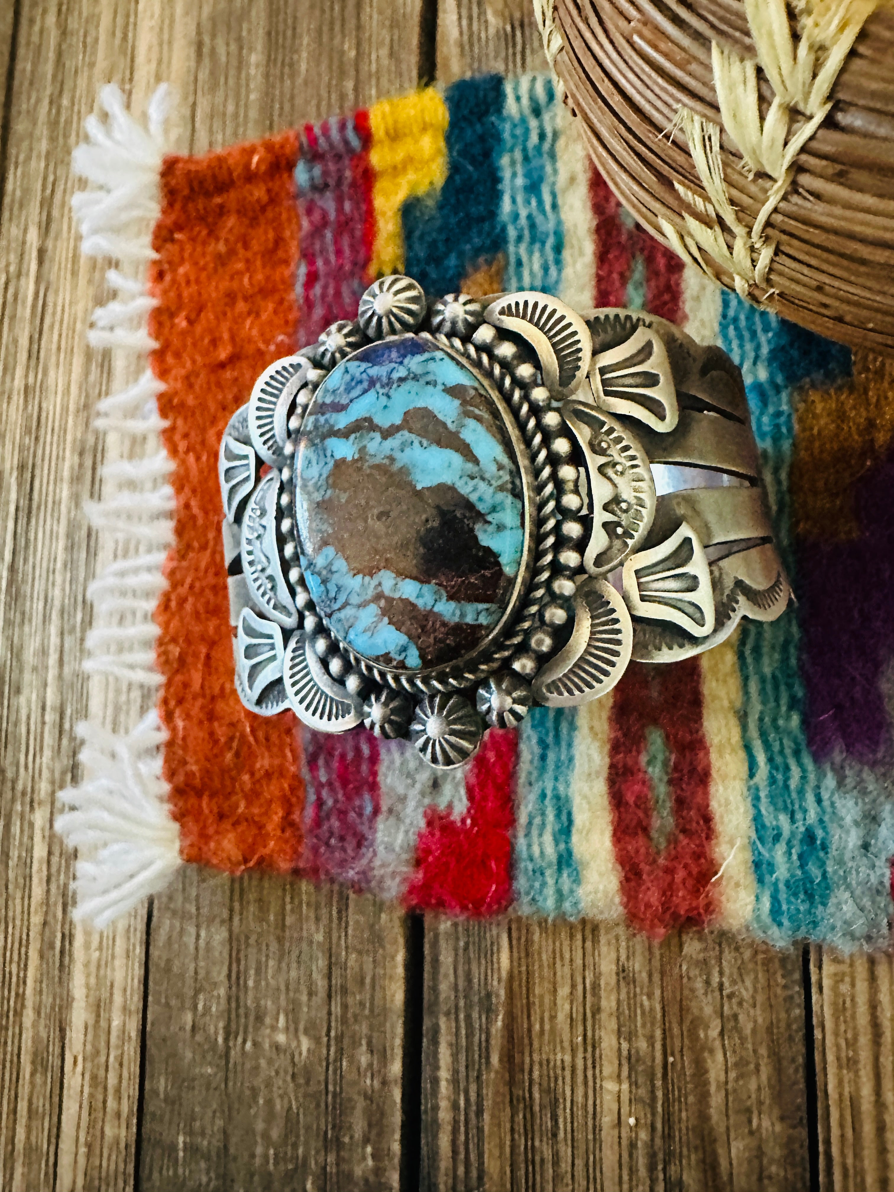 Handcrafted Egyptian Turquoise & Sterling Silver Cuff Bracelet by Randall Endito