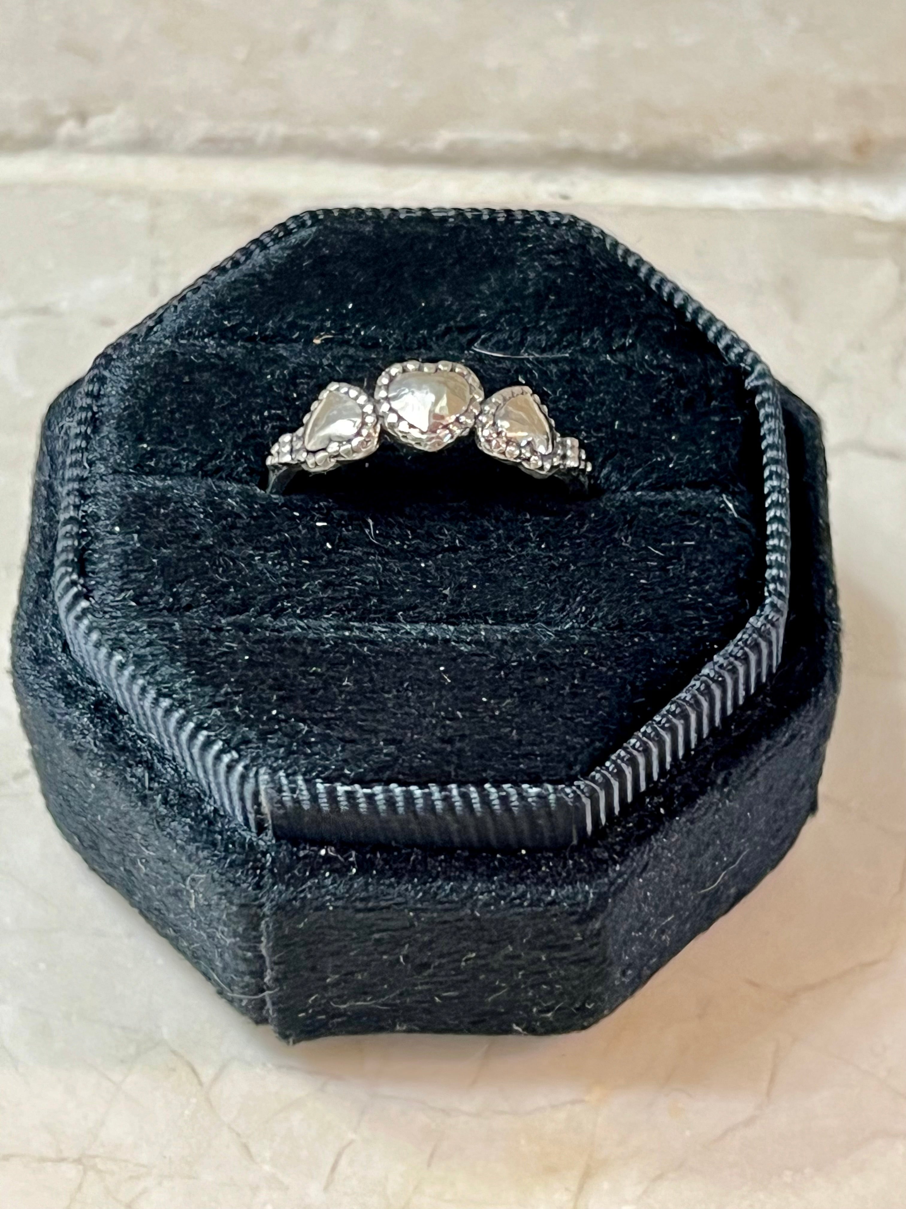 3 Hearts Sterling Silver Band Ring