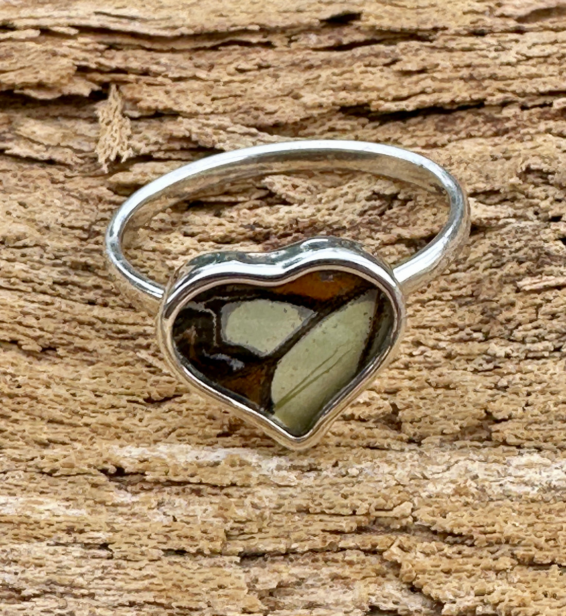 Malachite Butterfly Sterling Silver Ring Size 9.5