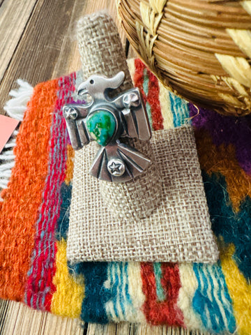 Handcrafted Turquoise and Sterling Silver Thunderbird Ring size 7 by Chimney Butte