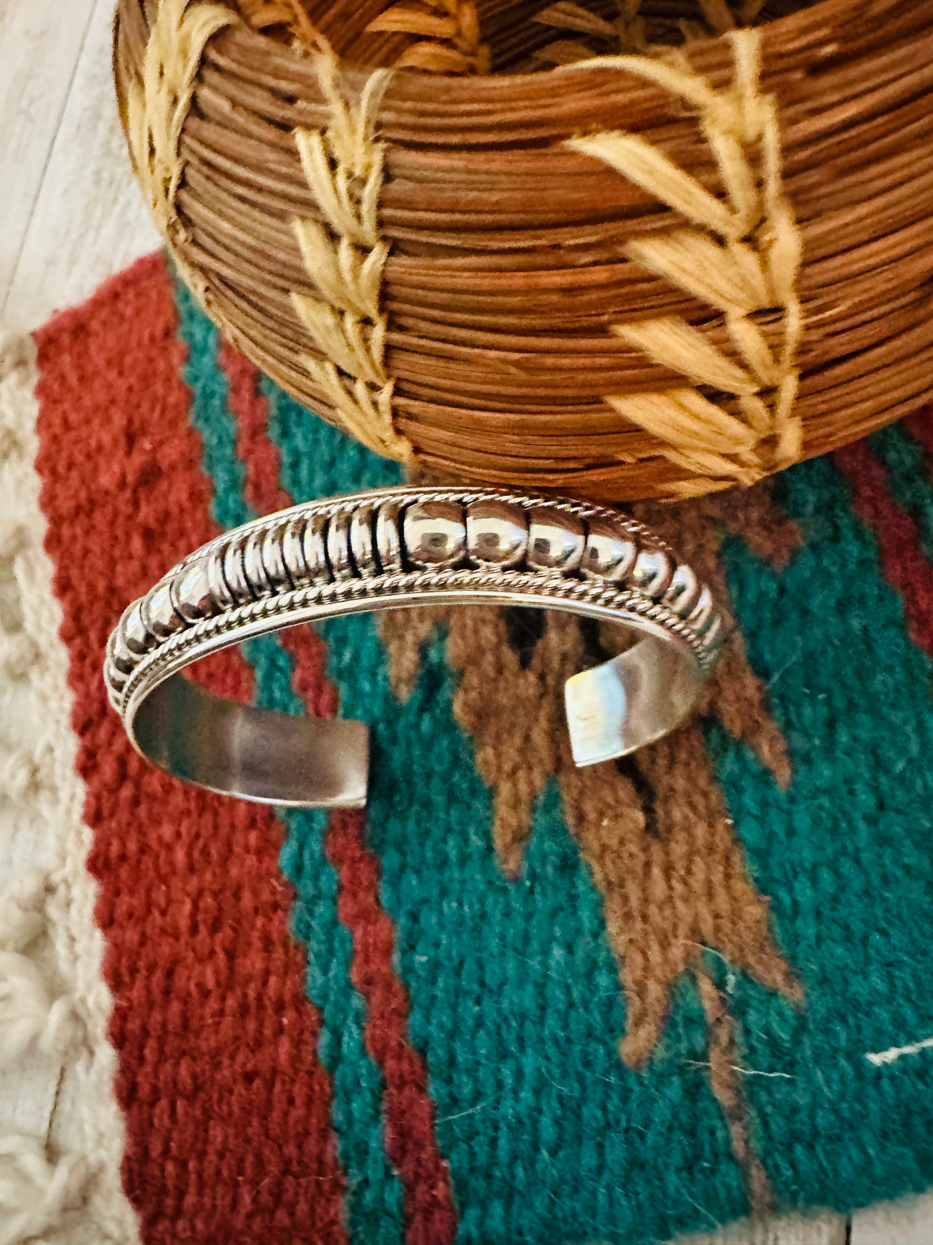 Navajo Rolled Sterling Silver Cuff Bracelet