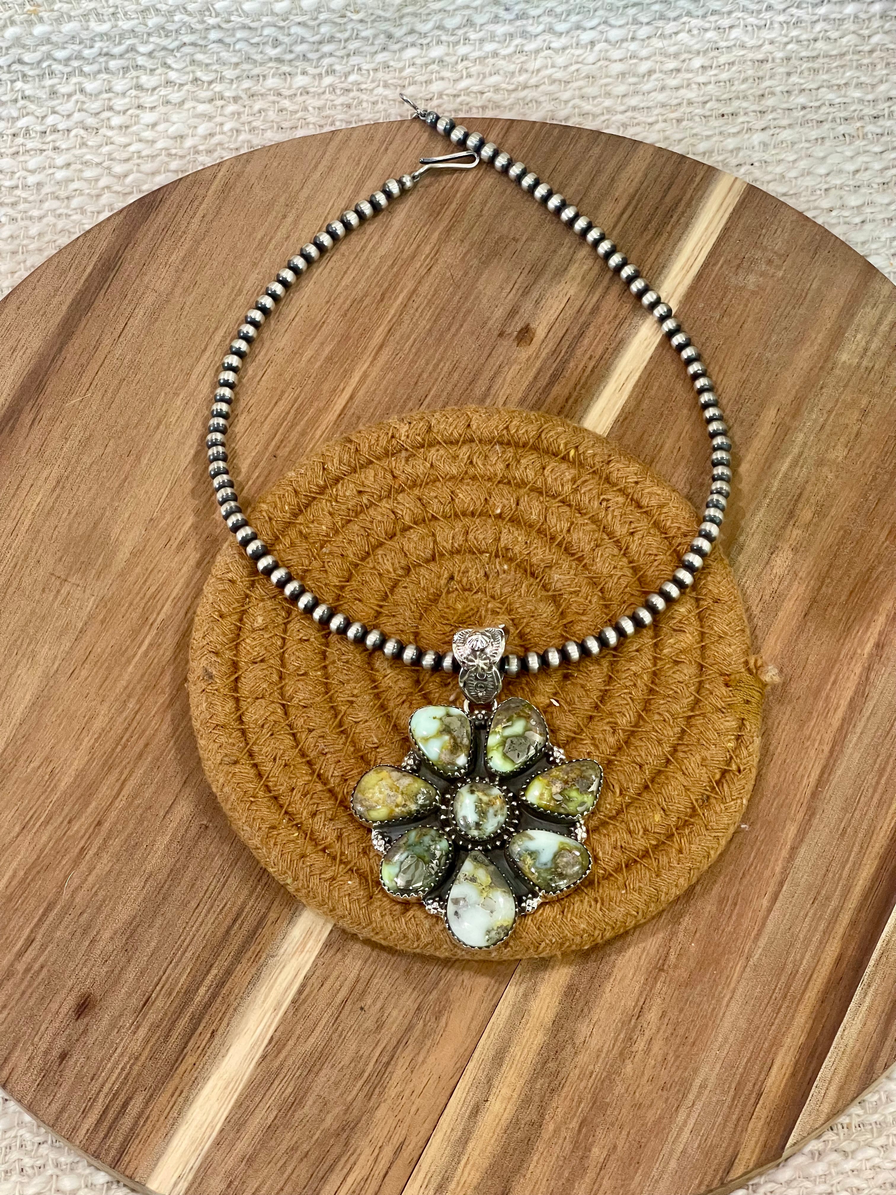 Handcrafted Sterling Silver & Palomino Cluster Pendant