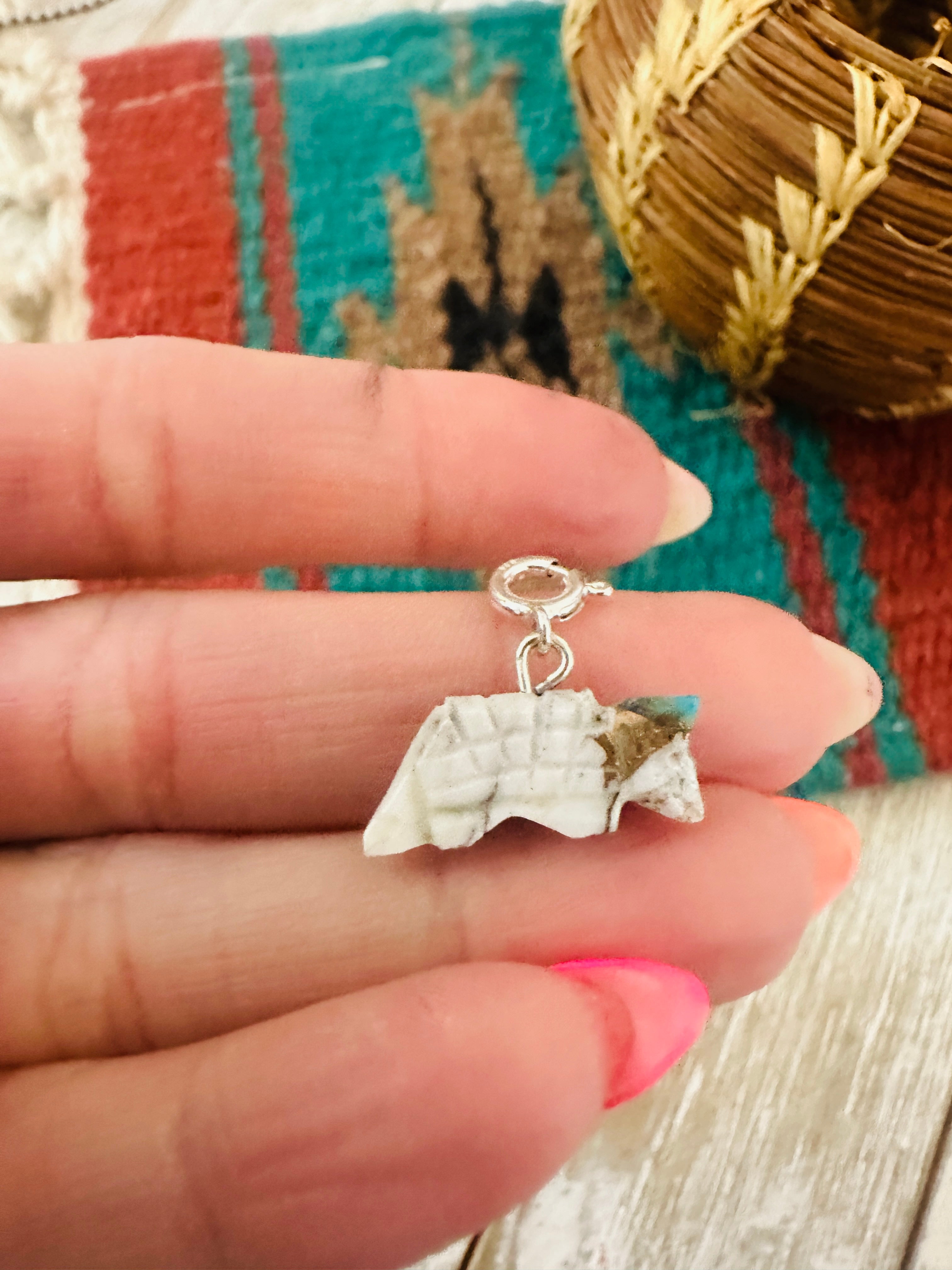 Handcrafted &  Hand Carved Blue Mojave Armadillo Charm