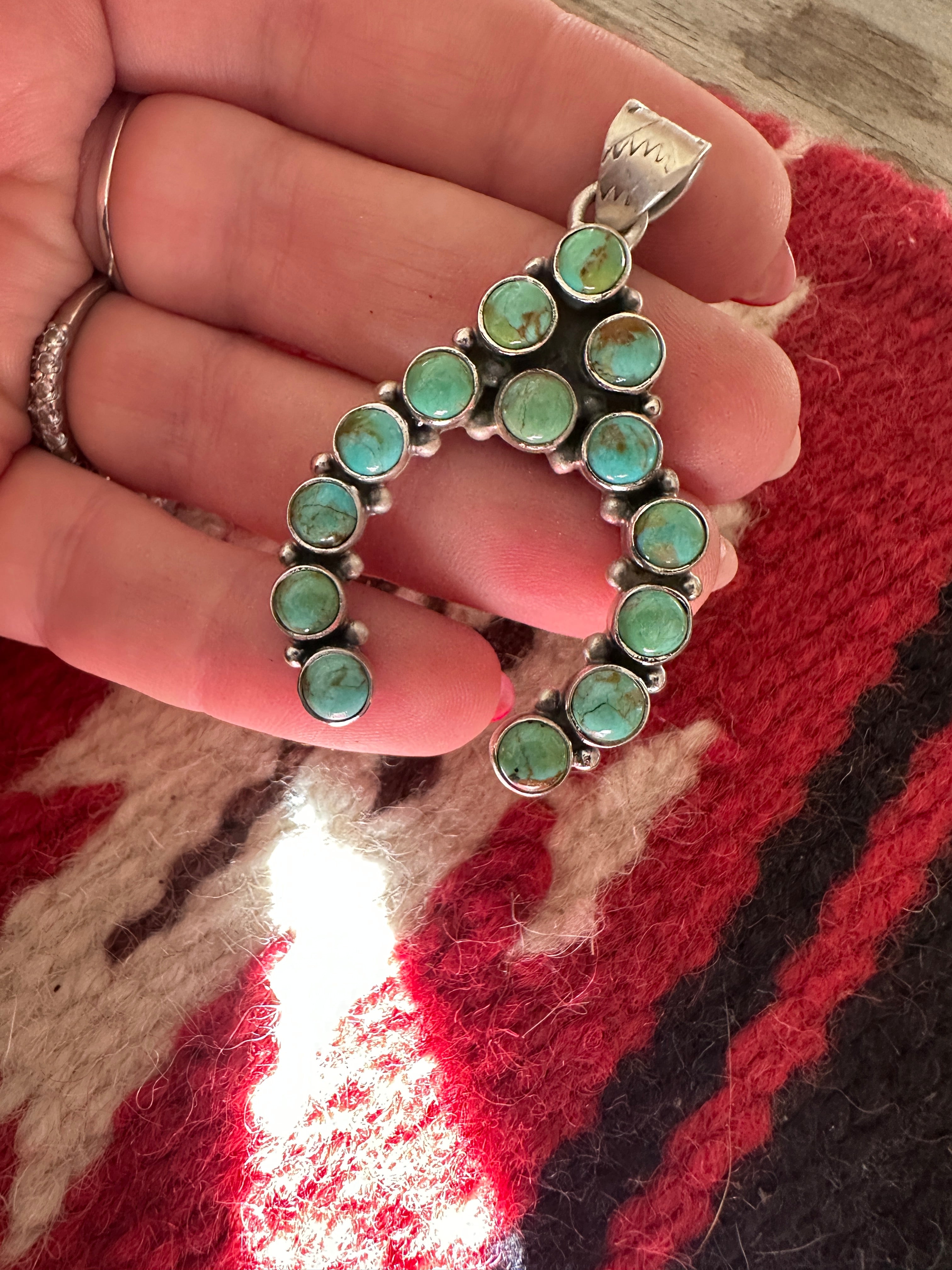 Beautiful Handmade Sterling Silver & Turquoise Naja Pendant