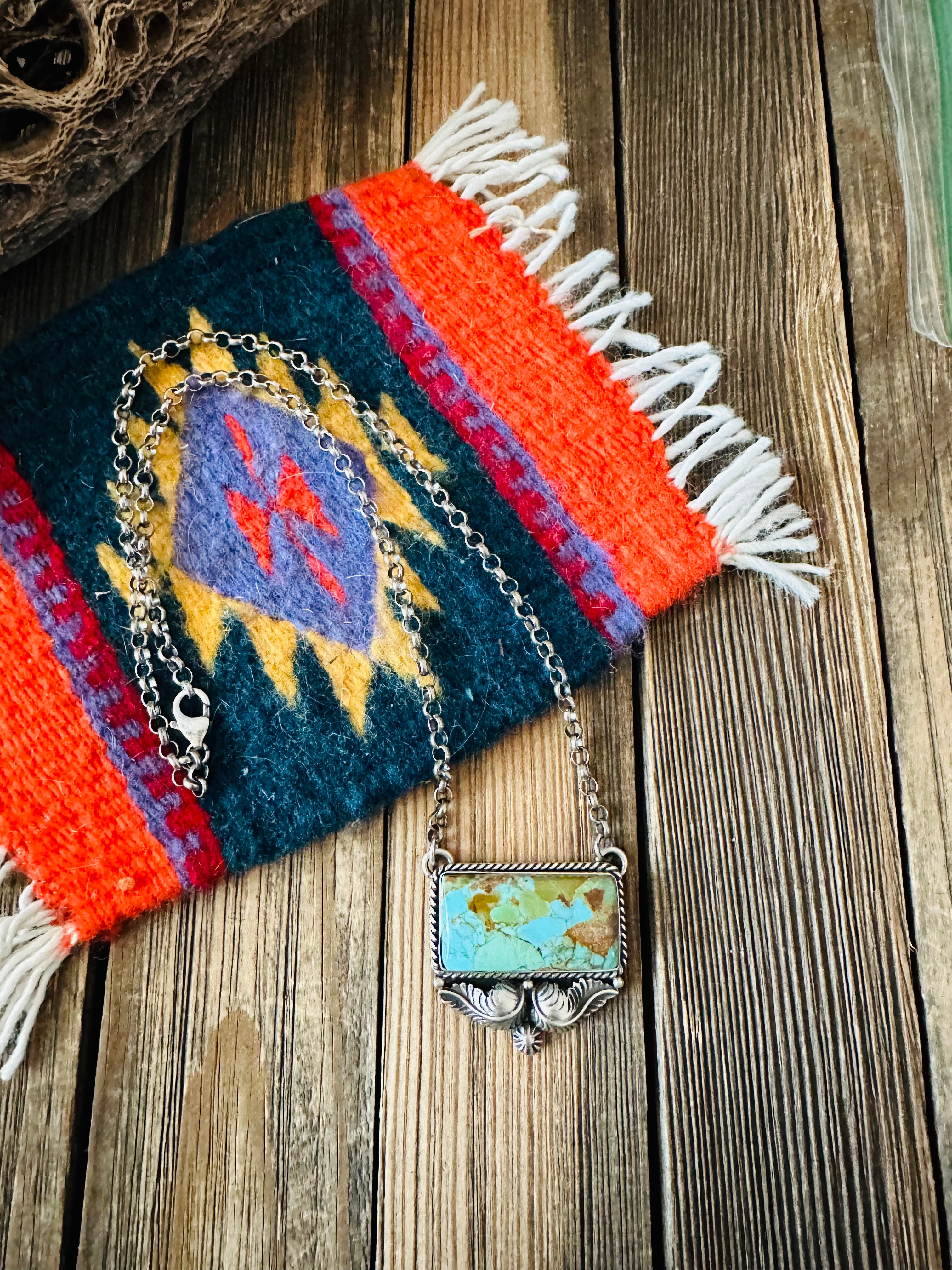 Navajo Sterling Silver & Royston Turquoise Necklace