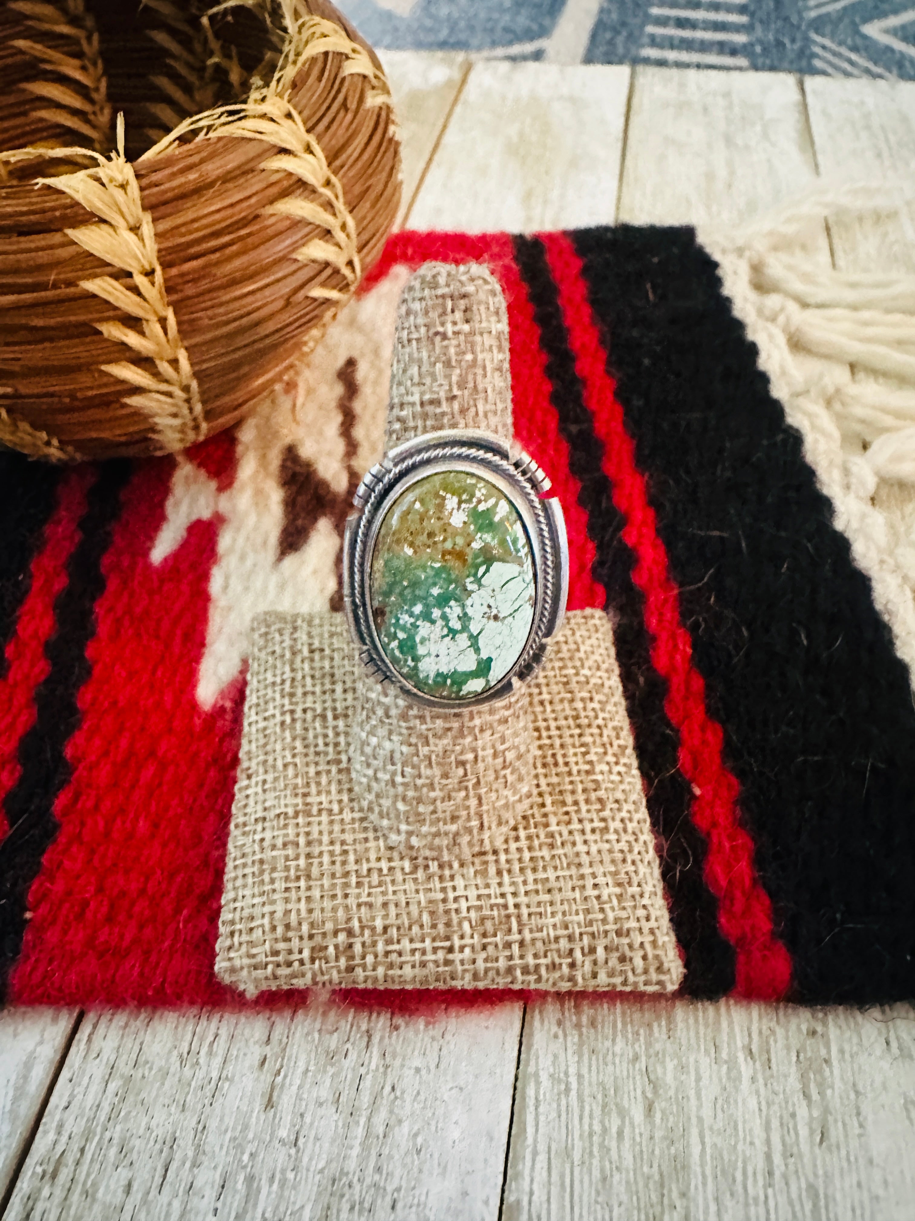 Handcrafted Turquoise & Sterling Silver Adjustable Ring