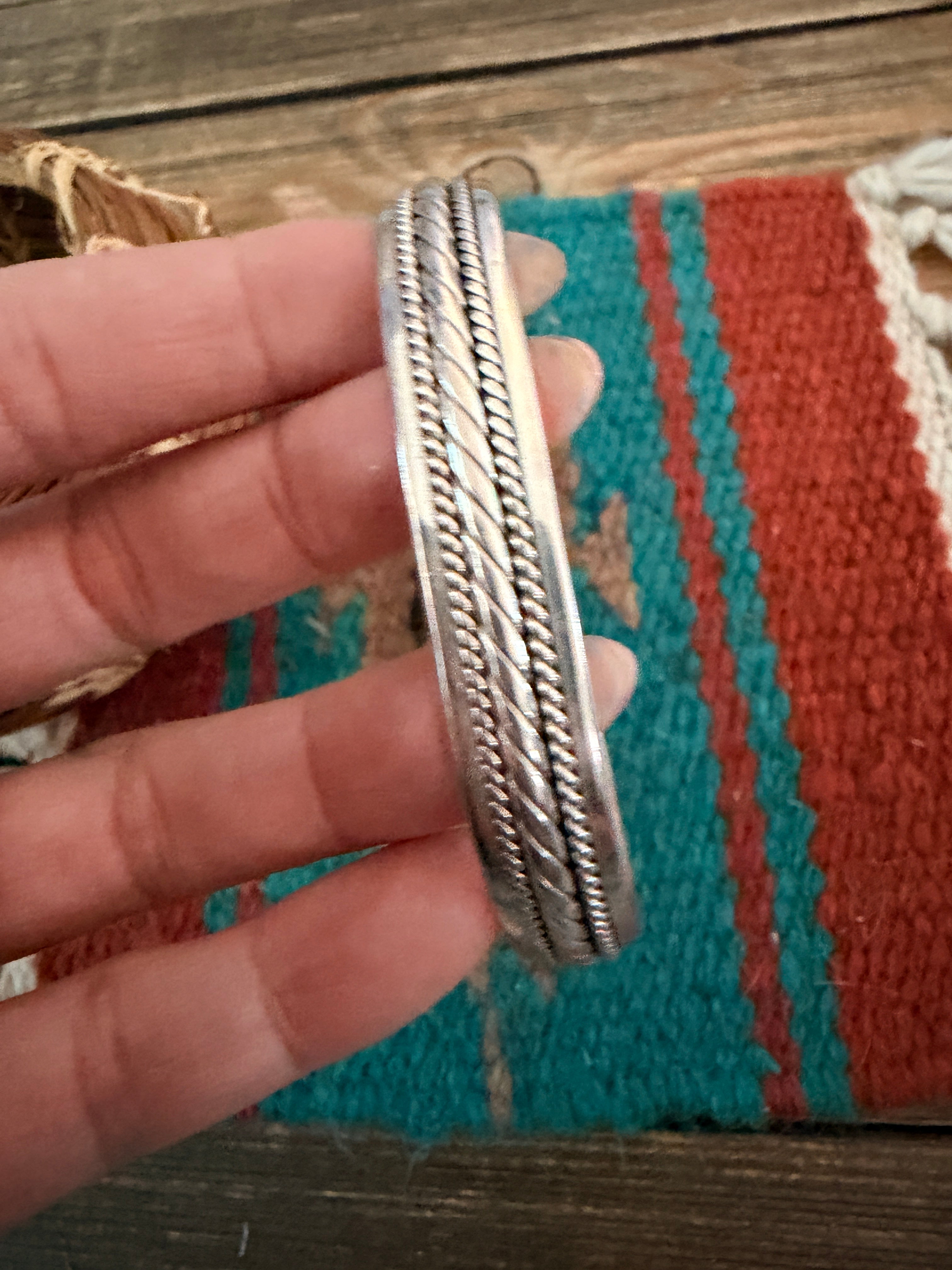 Handcrafted Old Pawn Sterling Silver Cuff Bracelet
