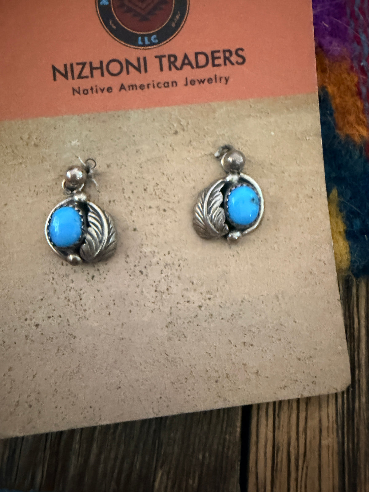 Old Pawn Handcrafted Sterling Silver & Turquoise Dangle Earrings