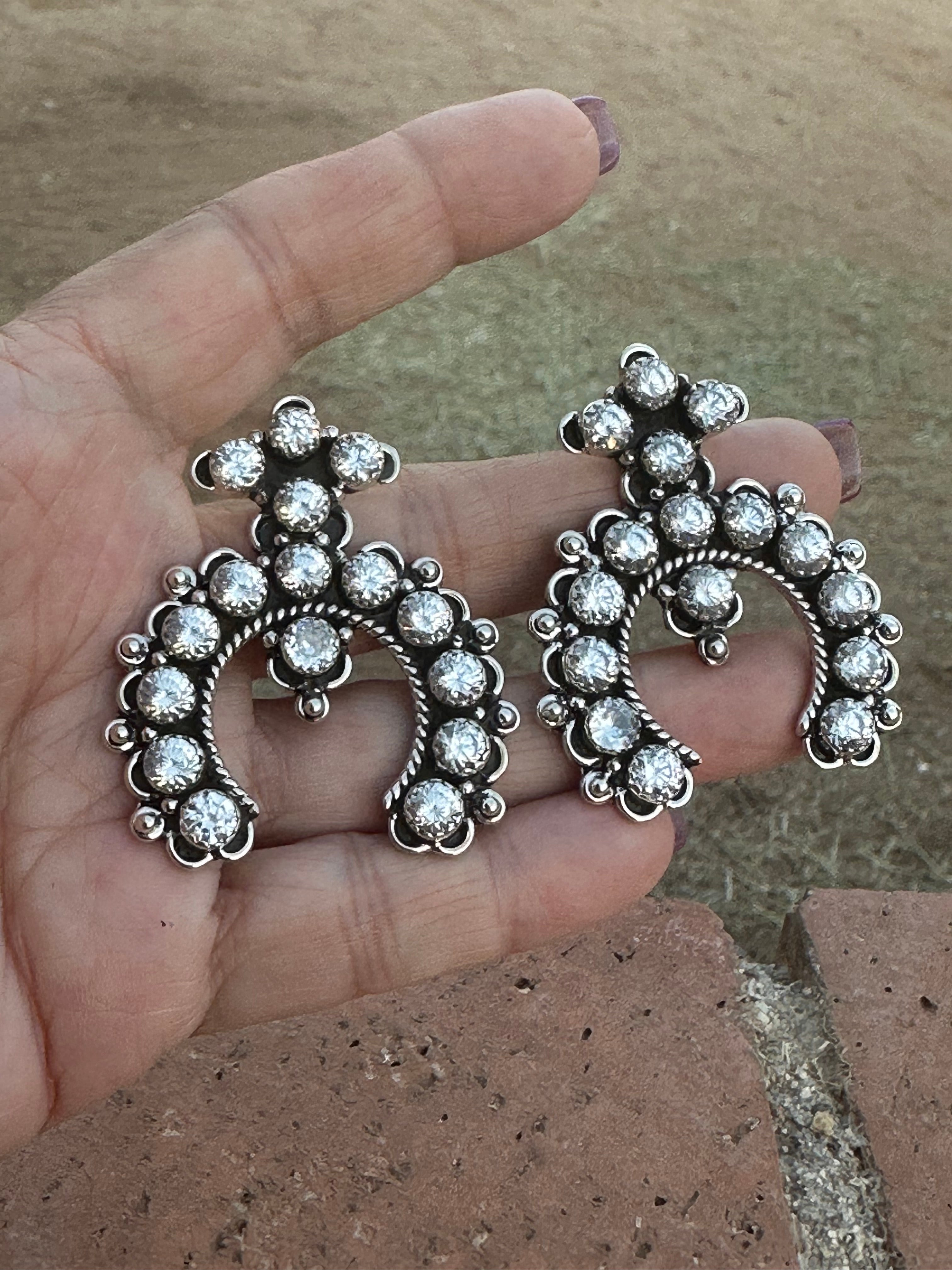 Sparkle Naja Handmade CZ and Sterling Silver Post Earrings