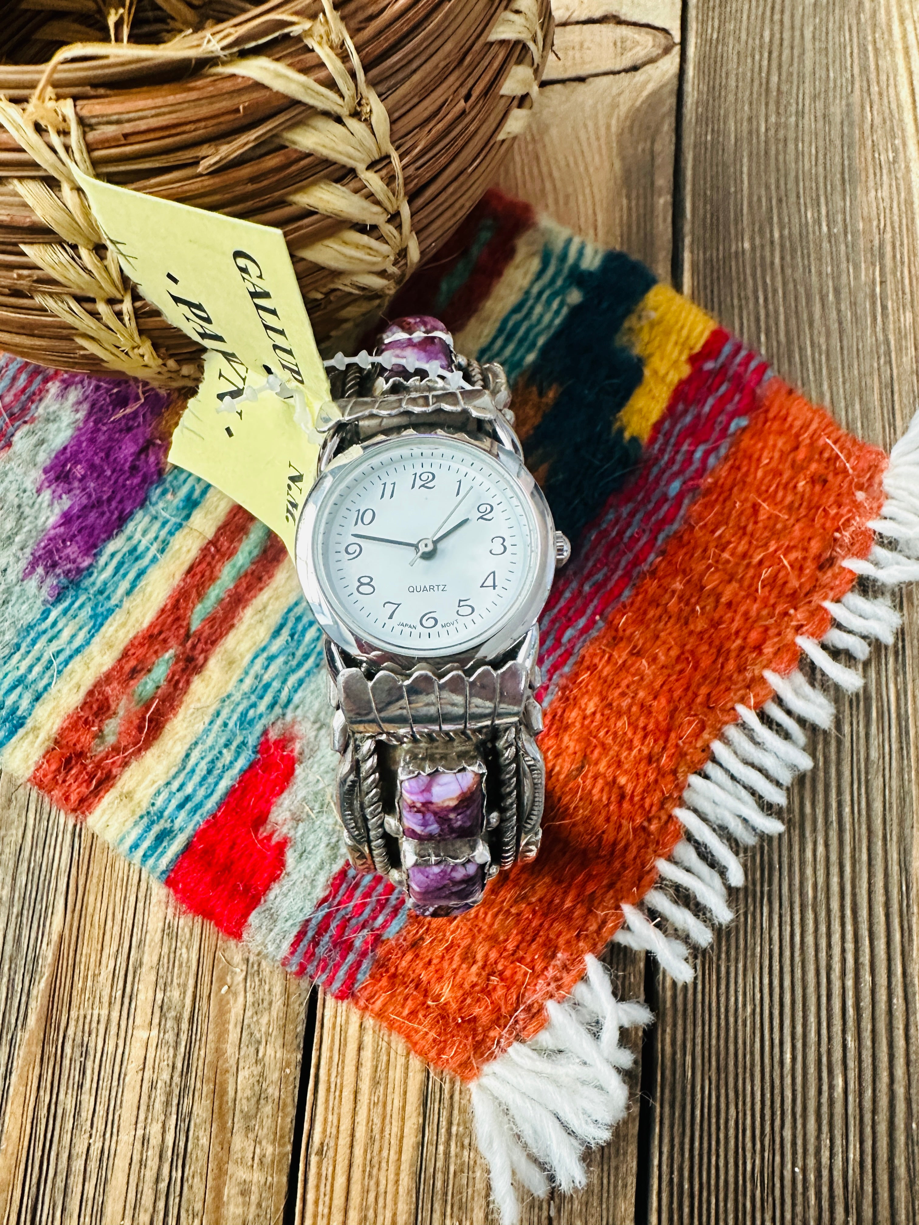 Handcrafted Old Pawn Spiny Oyster & Sterling Silver Watch Cuff