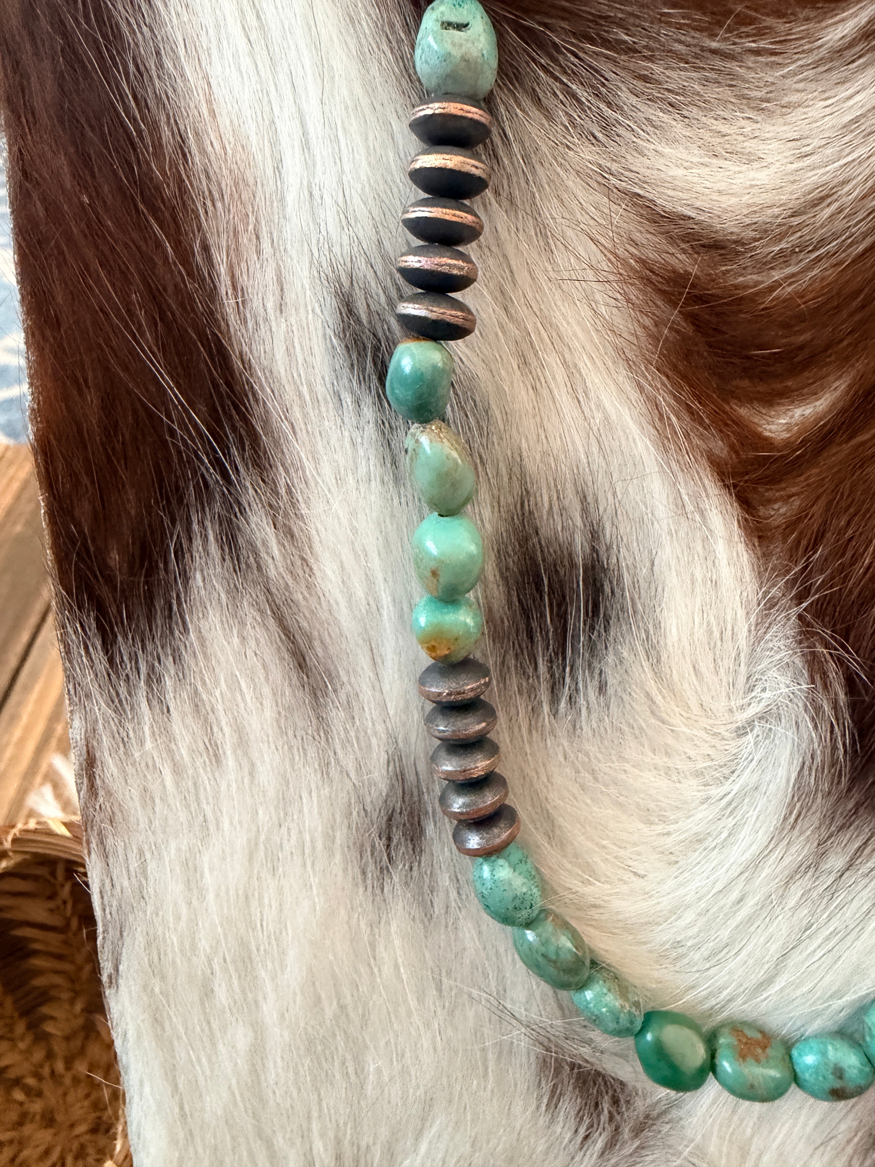 Handcrafted Turquoise & Copper 18” Beaded Necklace