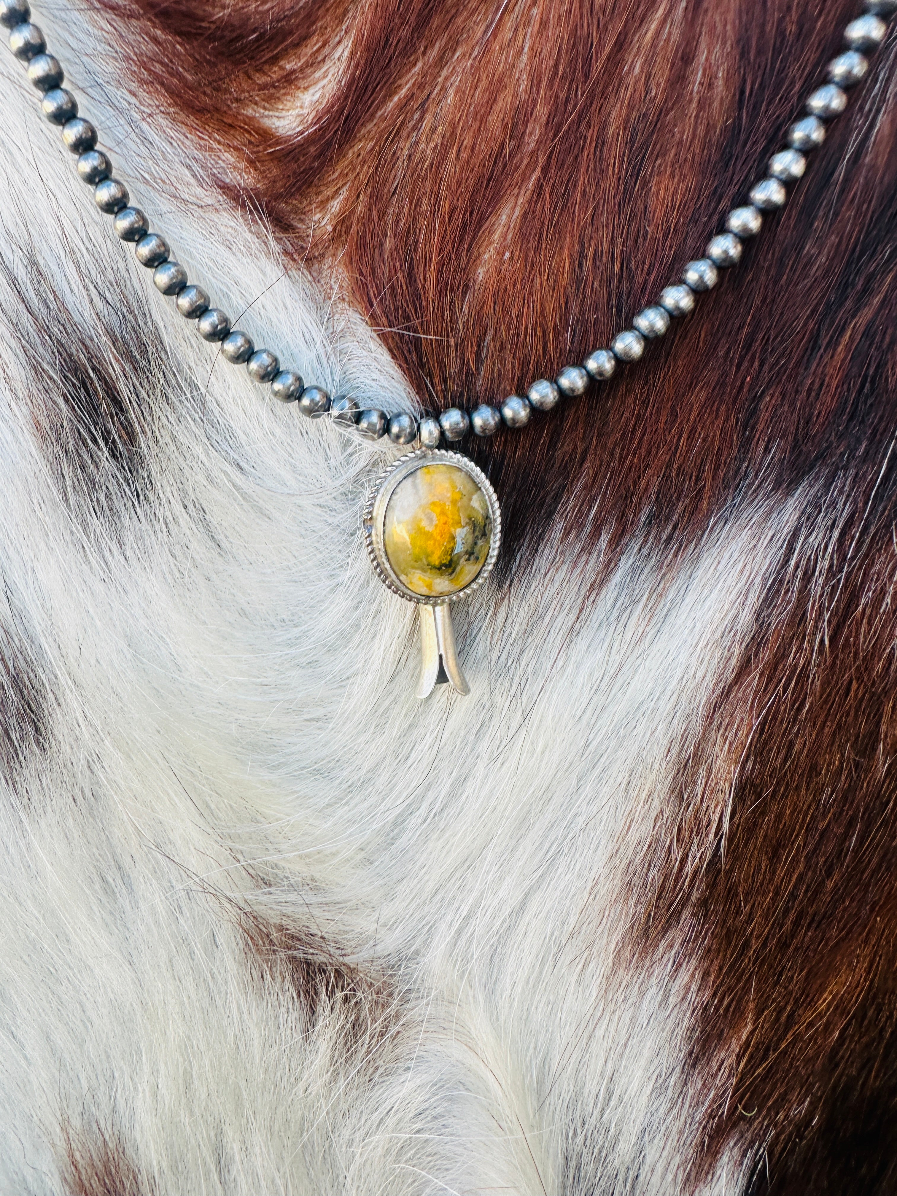 Handcrafted Bumblebee & Sterling Silver Beaded Blossom Necklace