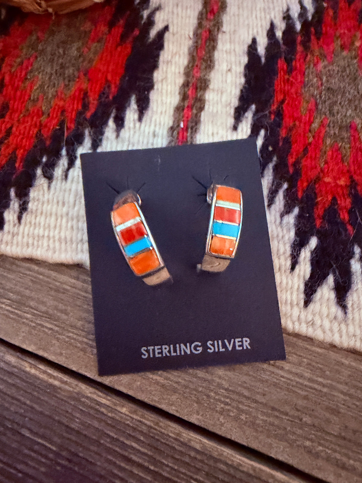 Handcrafted Sterling Silver, Spiny Oyster & Turquoise Hoop Earrings