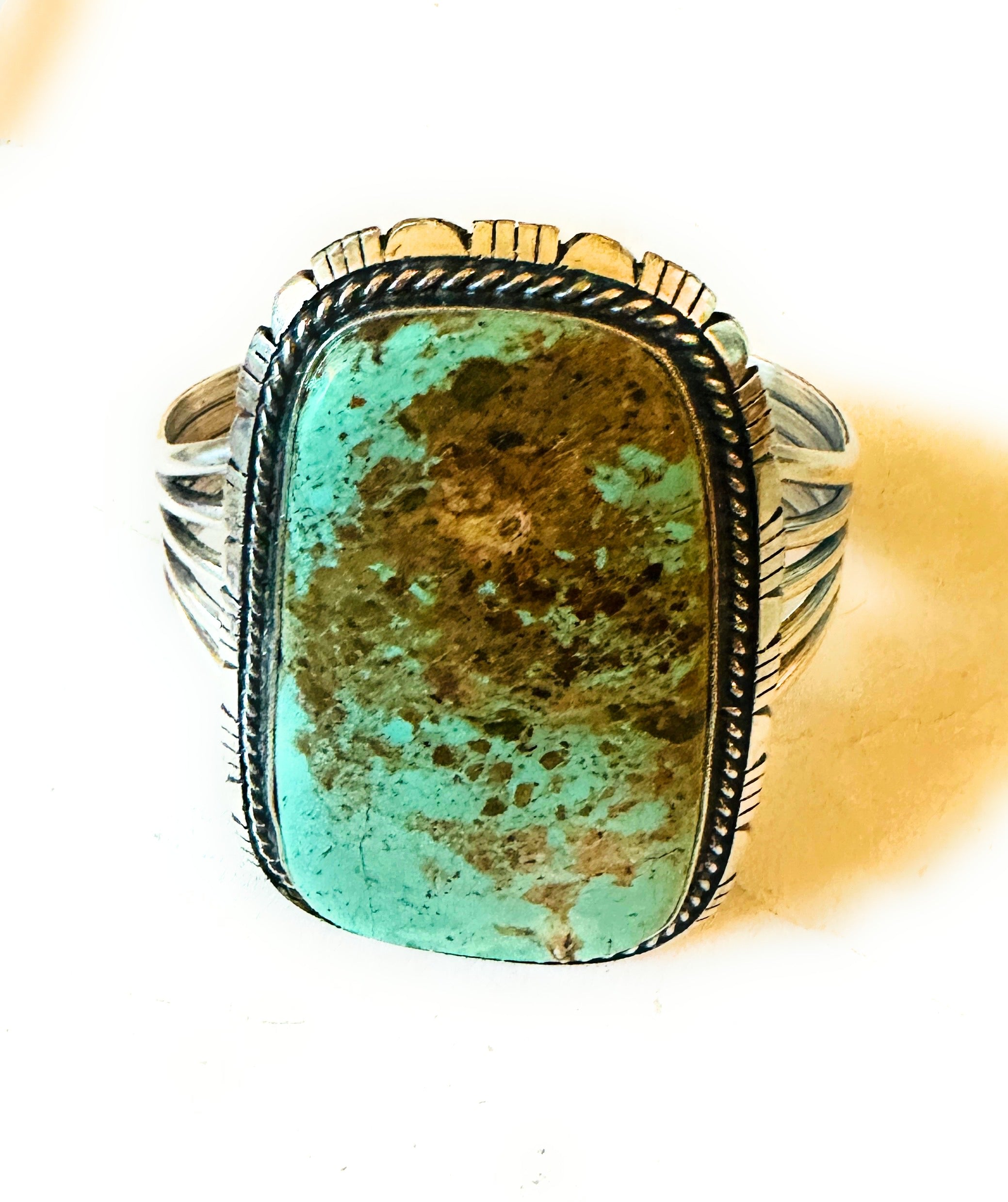 Navajo Sterling Silver & Number 8 Turquoise Cuff Bracelet