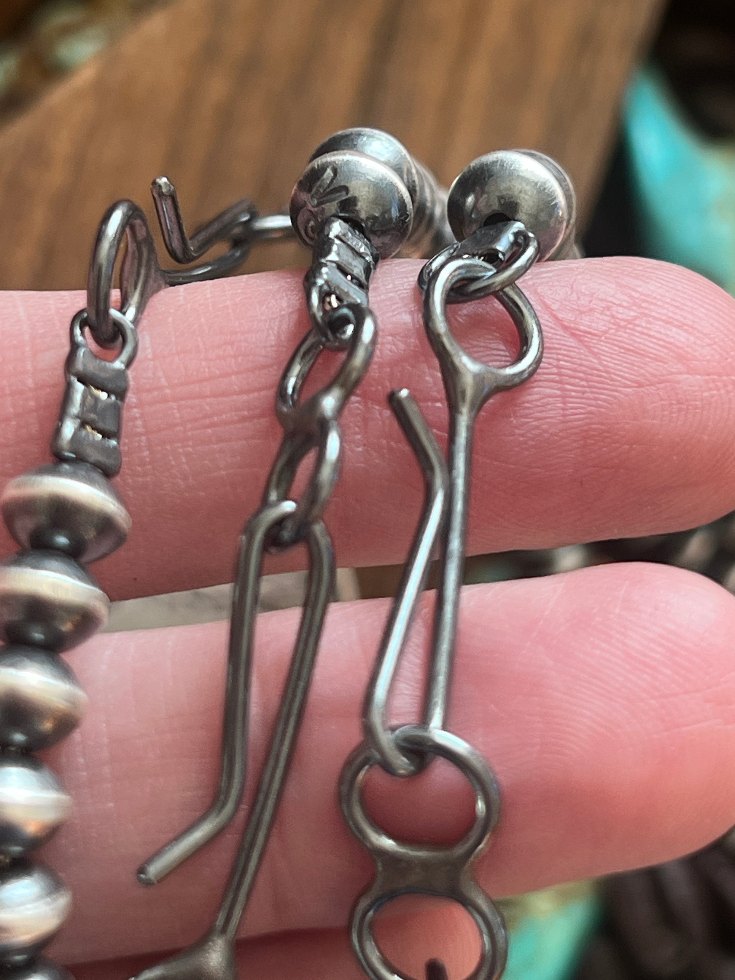 Vinita Cowboy 6.5mm Handmade Sterling Silver Navajo Saucer Pearl Necklaces, 20 inches