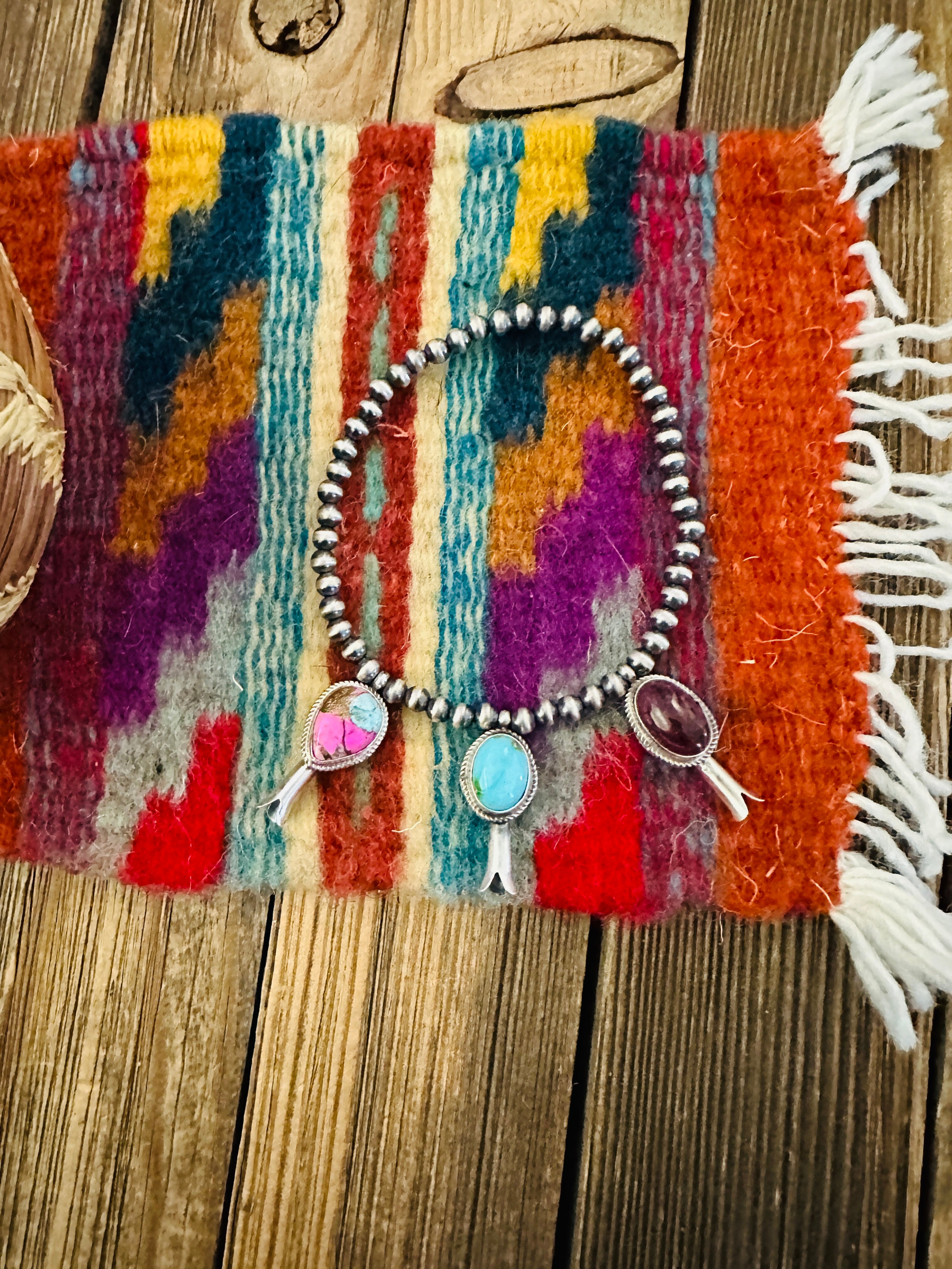 Handcrafted 3mm Sterling Silver Pearl & Multi Stone Blossom Stretch Bracelet