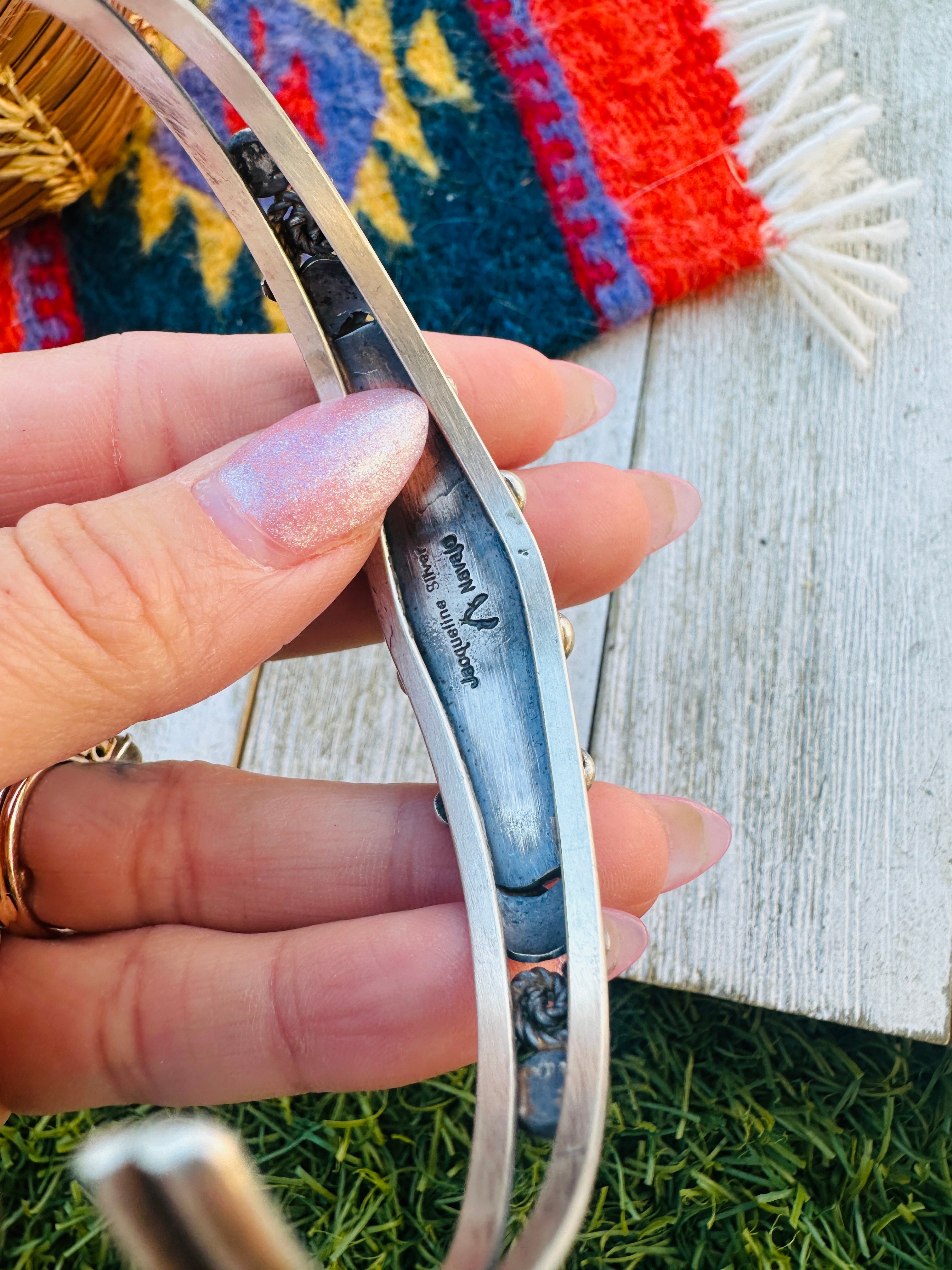 Handcrafted Turquoise & Sterling Silver Cuff Bracelet by Jacqueline Silver