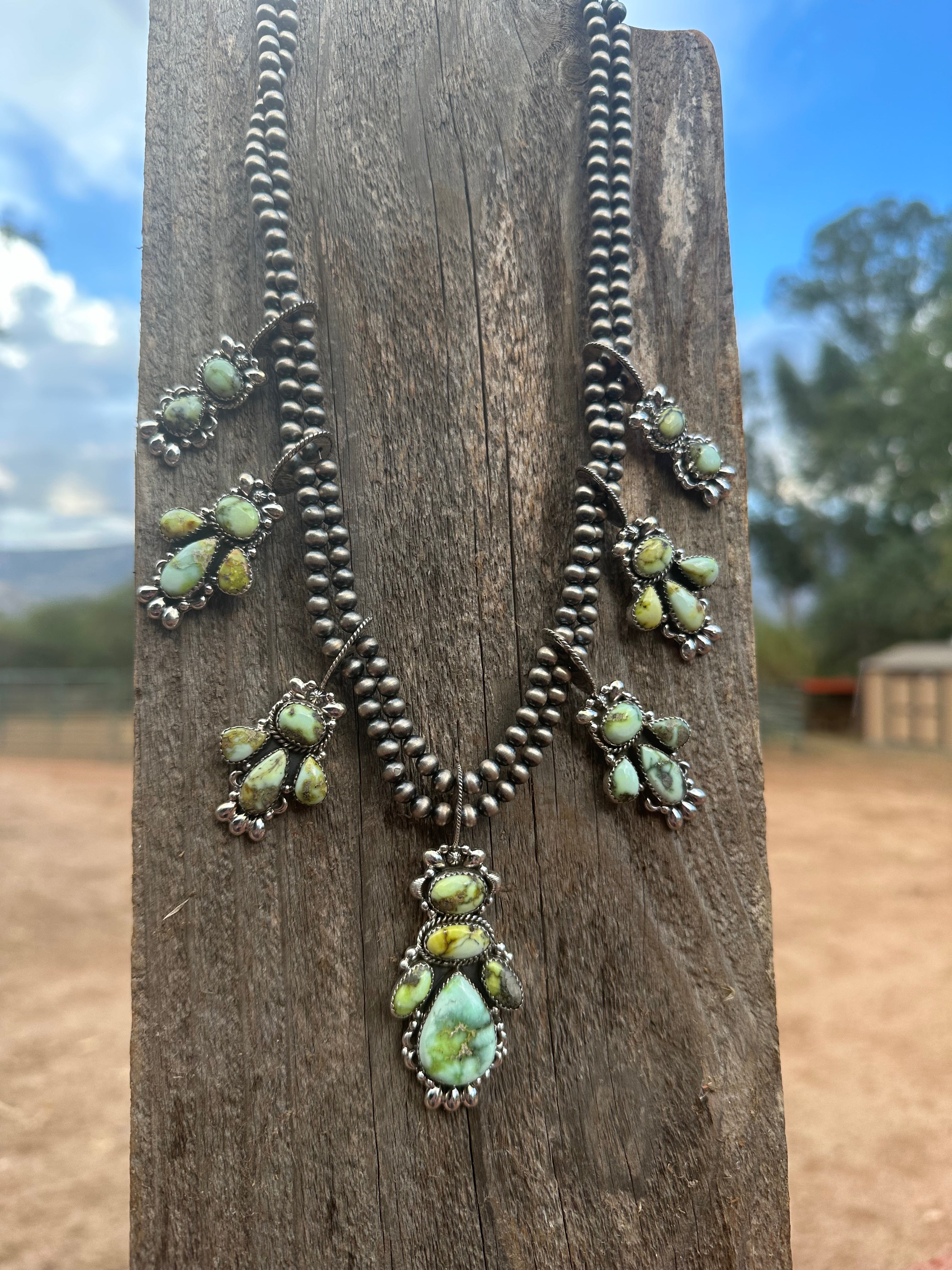 Taos Collection Handmade Sterling Silver & Palomino Turquoise Necklace