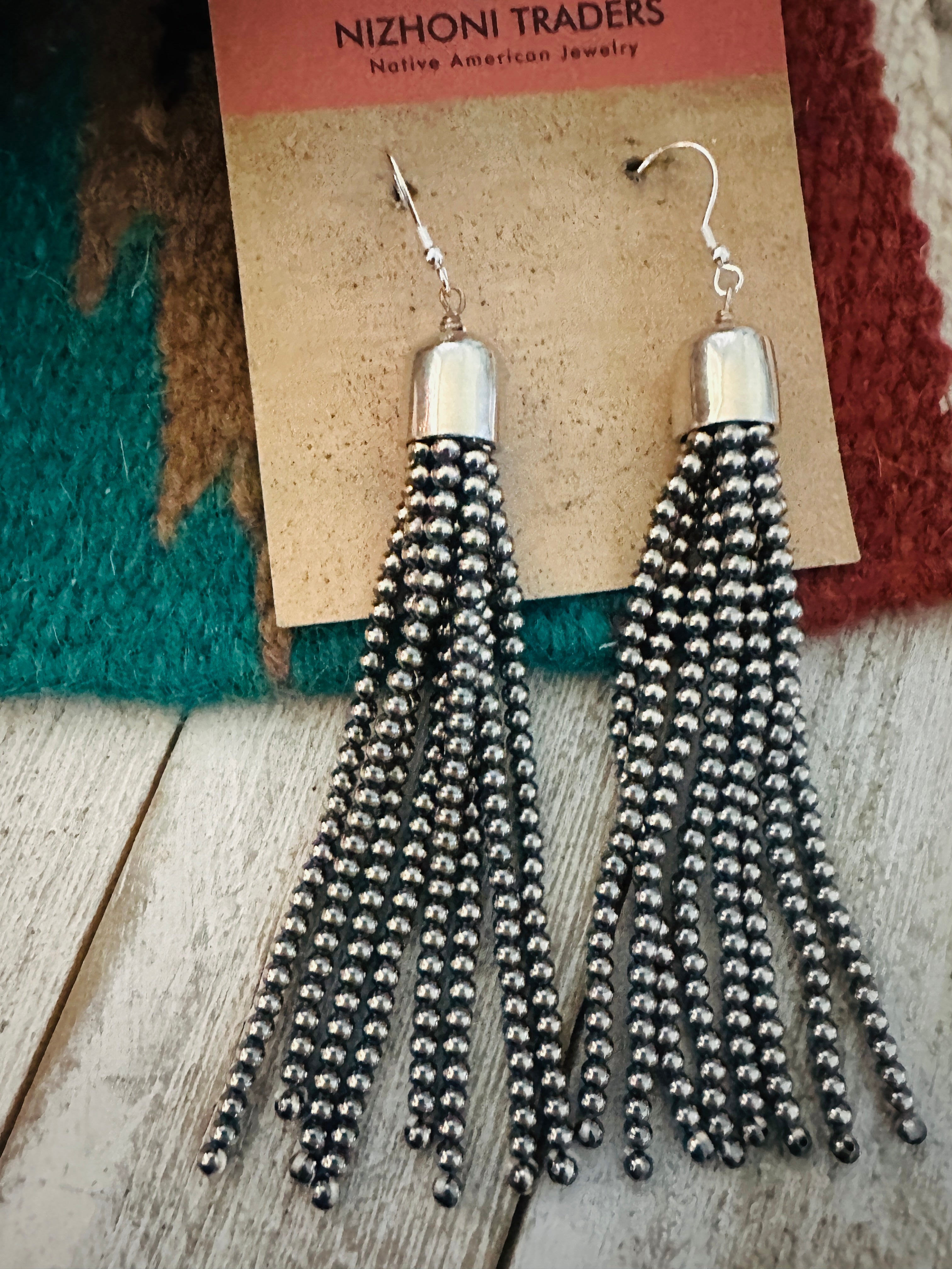 Handcrafted Sterling Silver Pearl Beaded Tassel Dangle Earrings