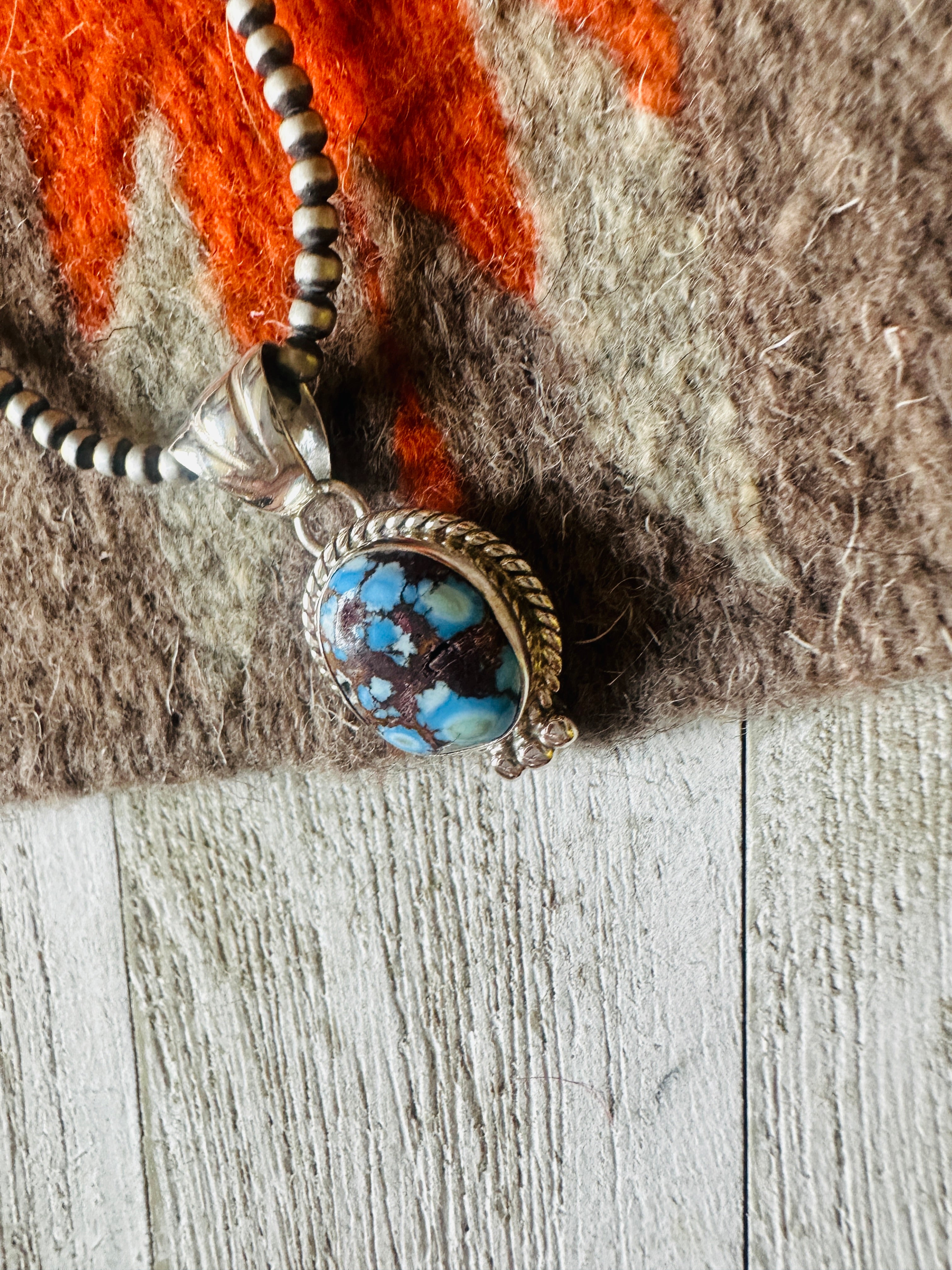 Navajo Golden Hills Turquoise and Sterling Silver Pendant