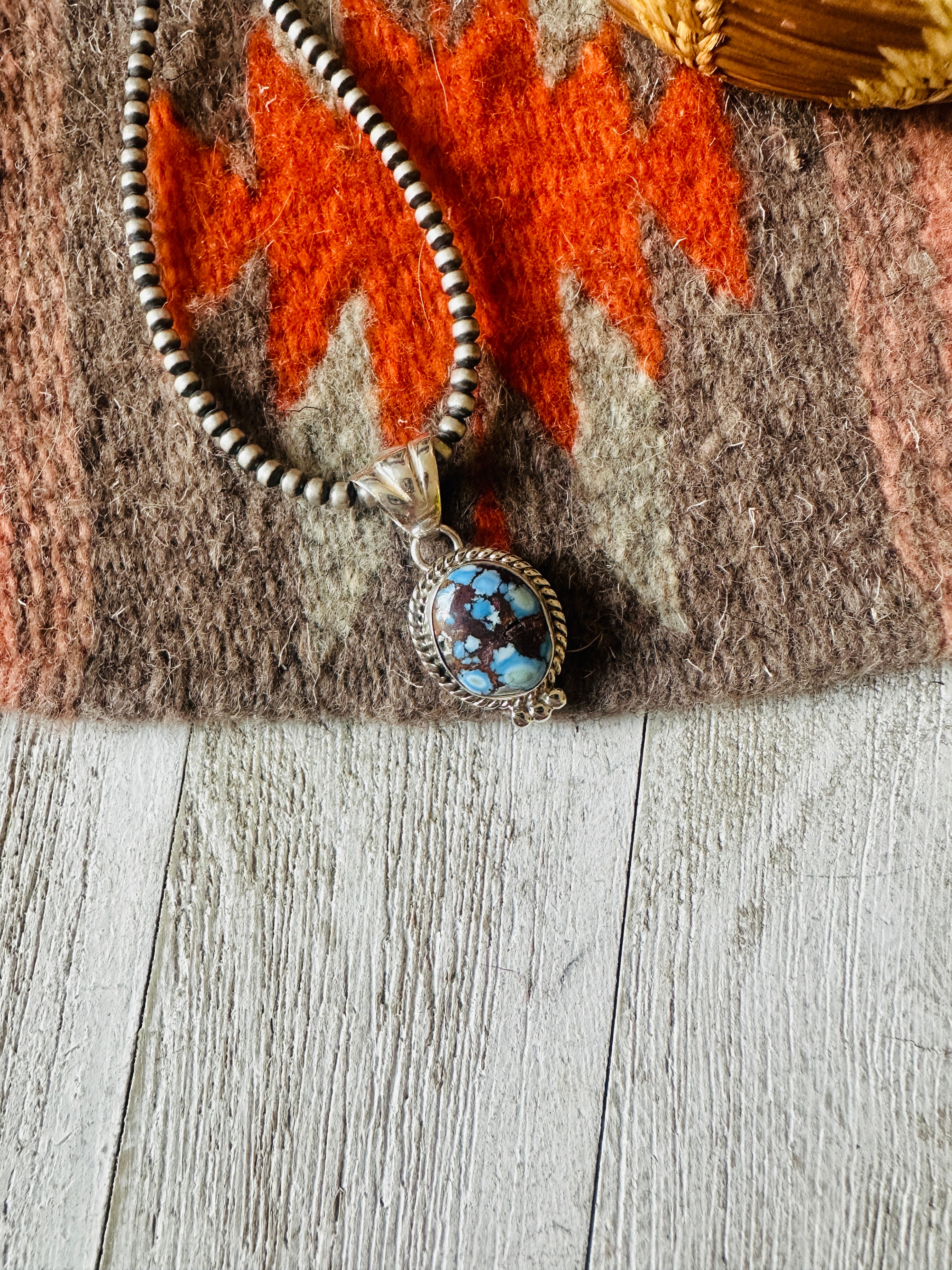 Navajo Golden Hills Turquoise and Sterling Silver Pendant