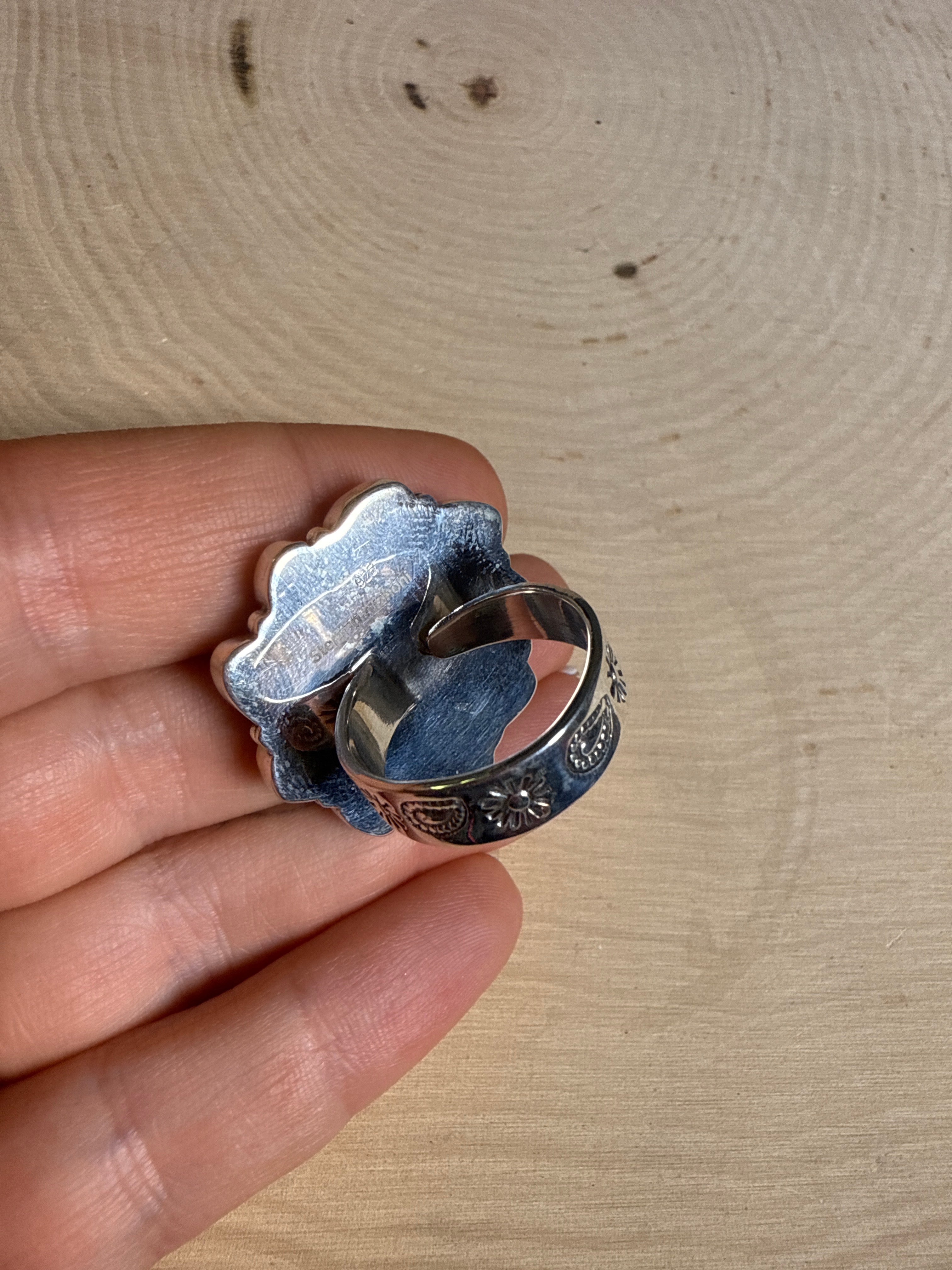 Handmade Paloma Turquoise & Sterling Adjustable Ring