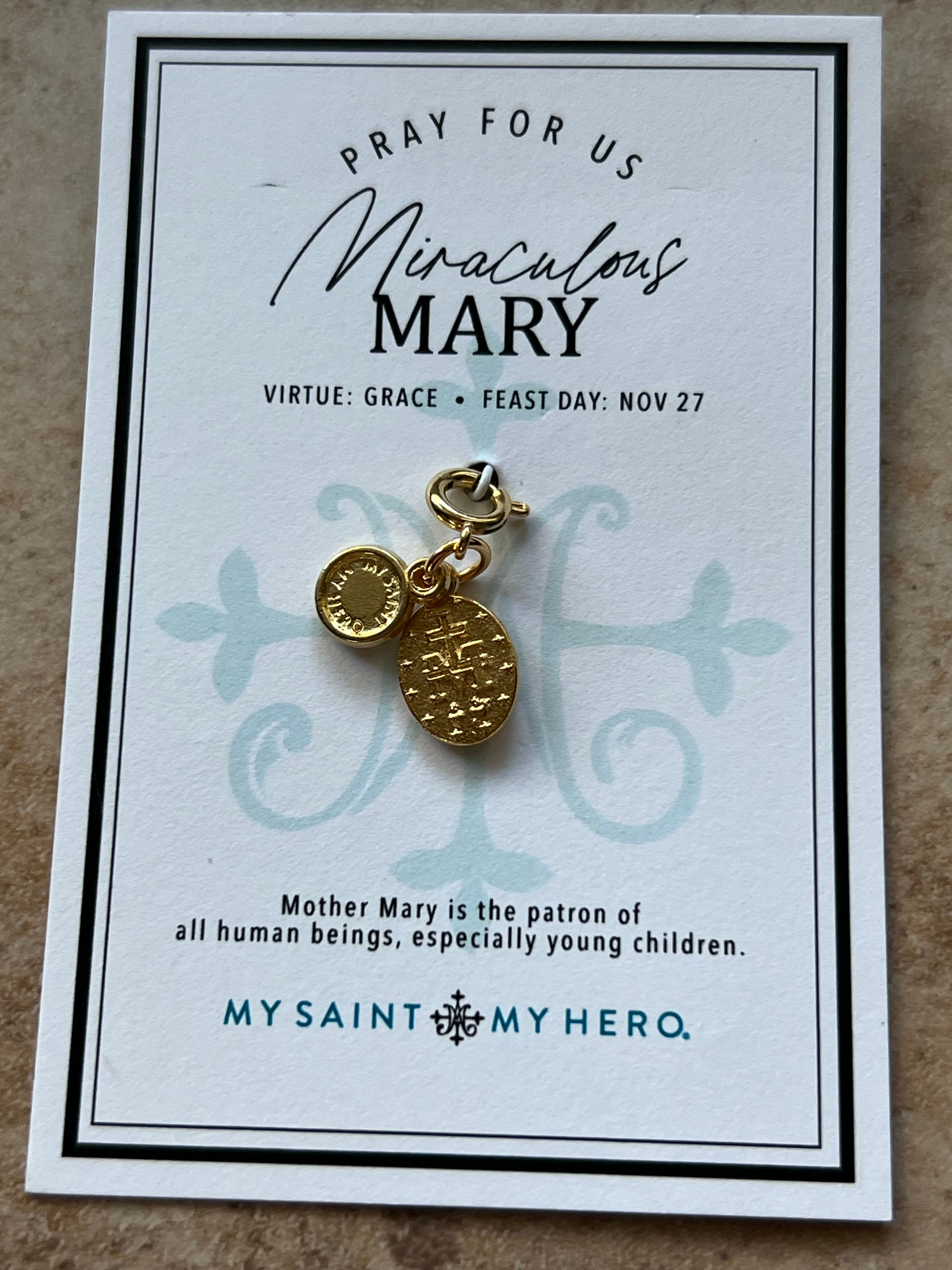 Miraculous Mary Medal Charm- Gold Plated