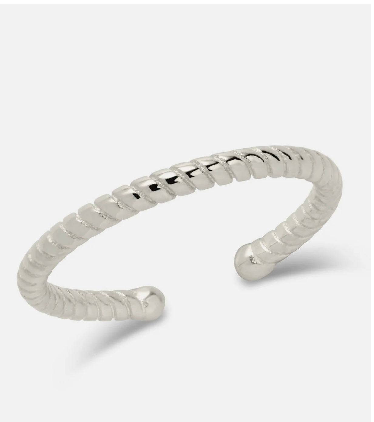 Sterling Silver Rope Open Band Adjustable Ring