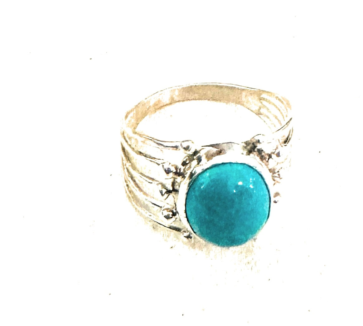 Navajo Sterling Silver & Turquoise Ring Size 7