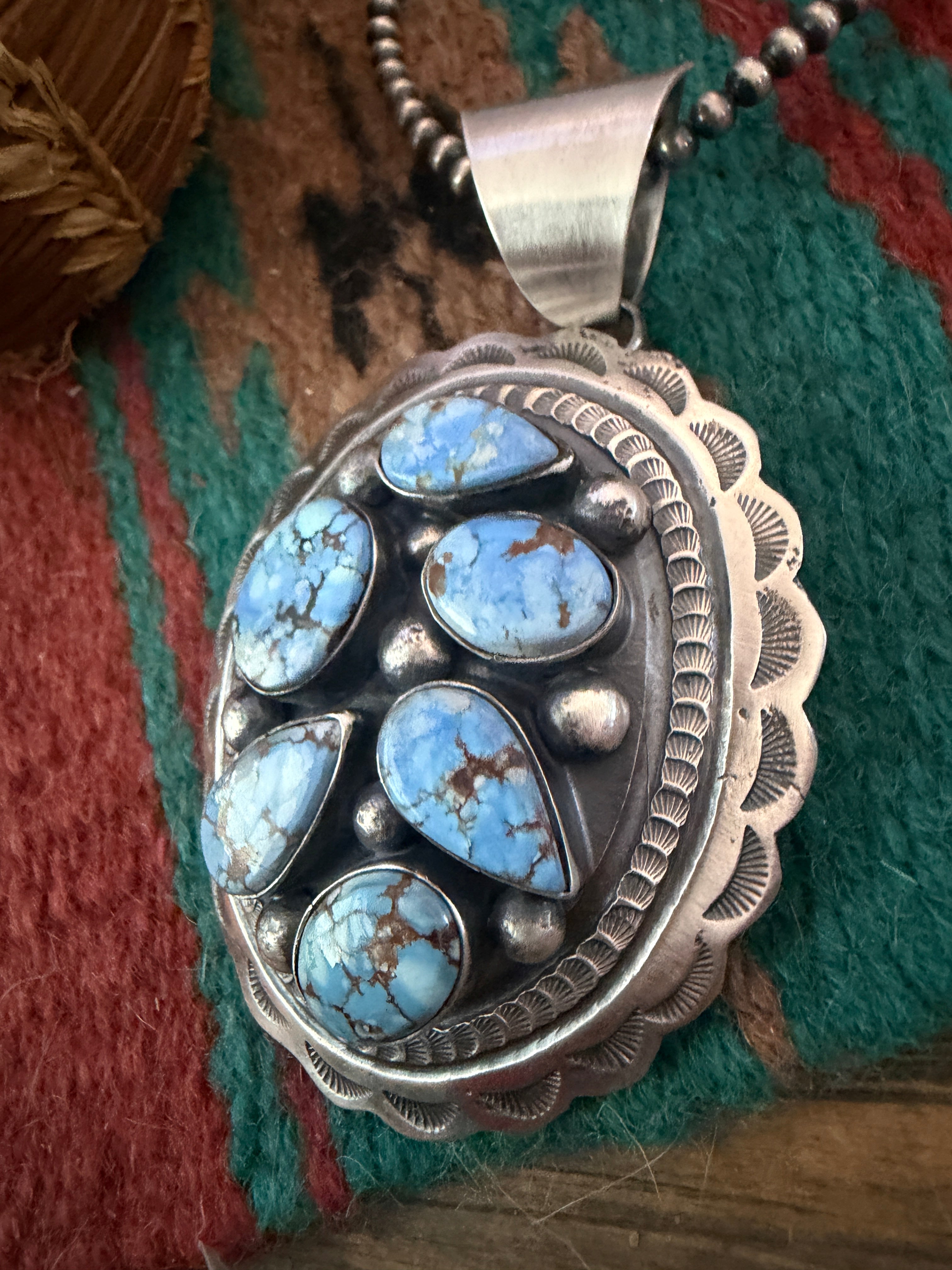 Handcrafted Sterling Silver & Golden Hills Turquoise Concho Pendant by Chimney Butte