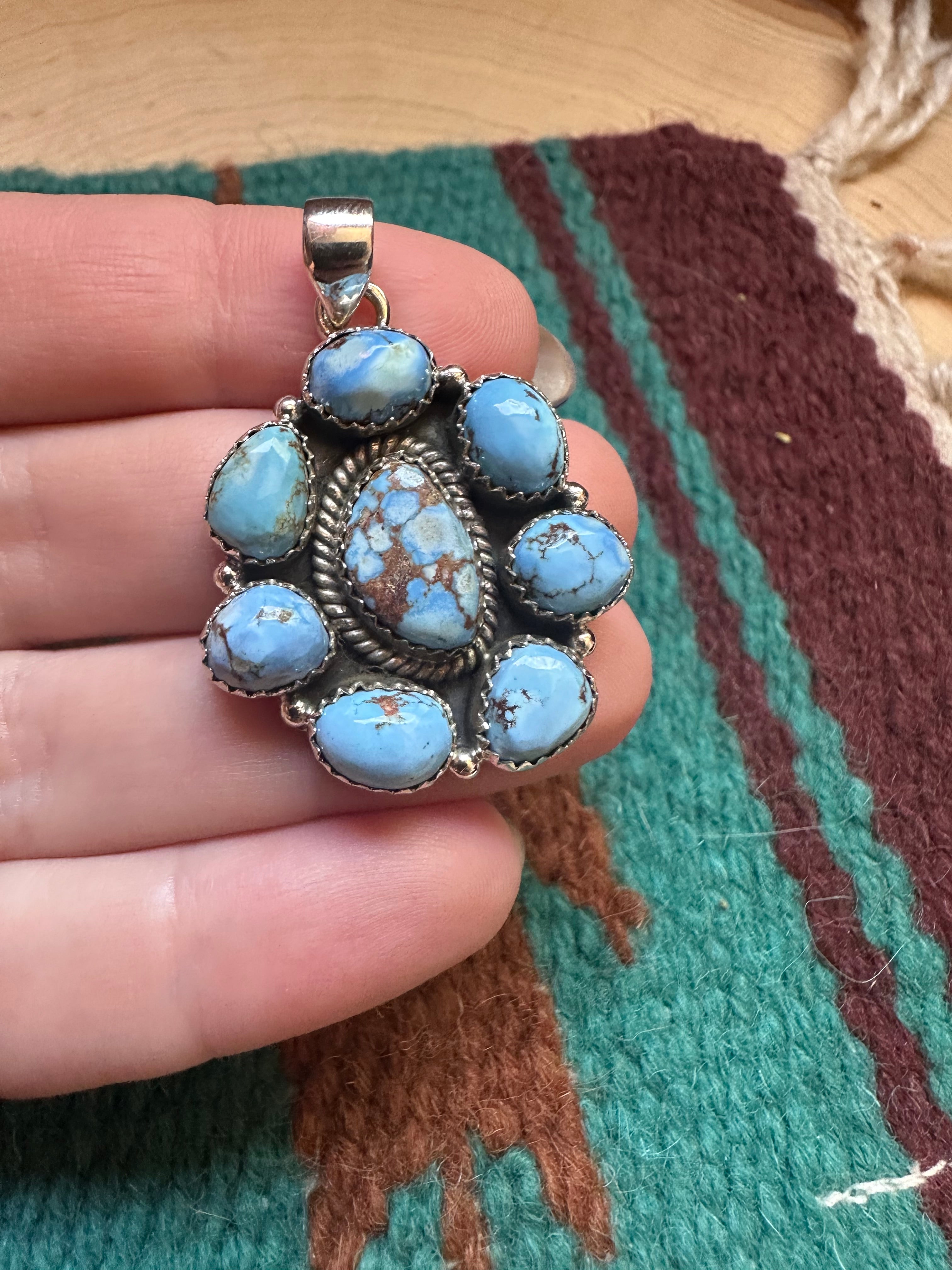 Handmade Golden Hills Turquoise & Sterling Silver Pendant