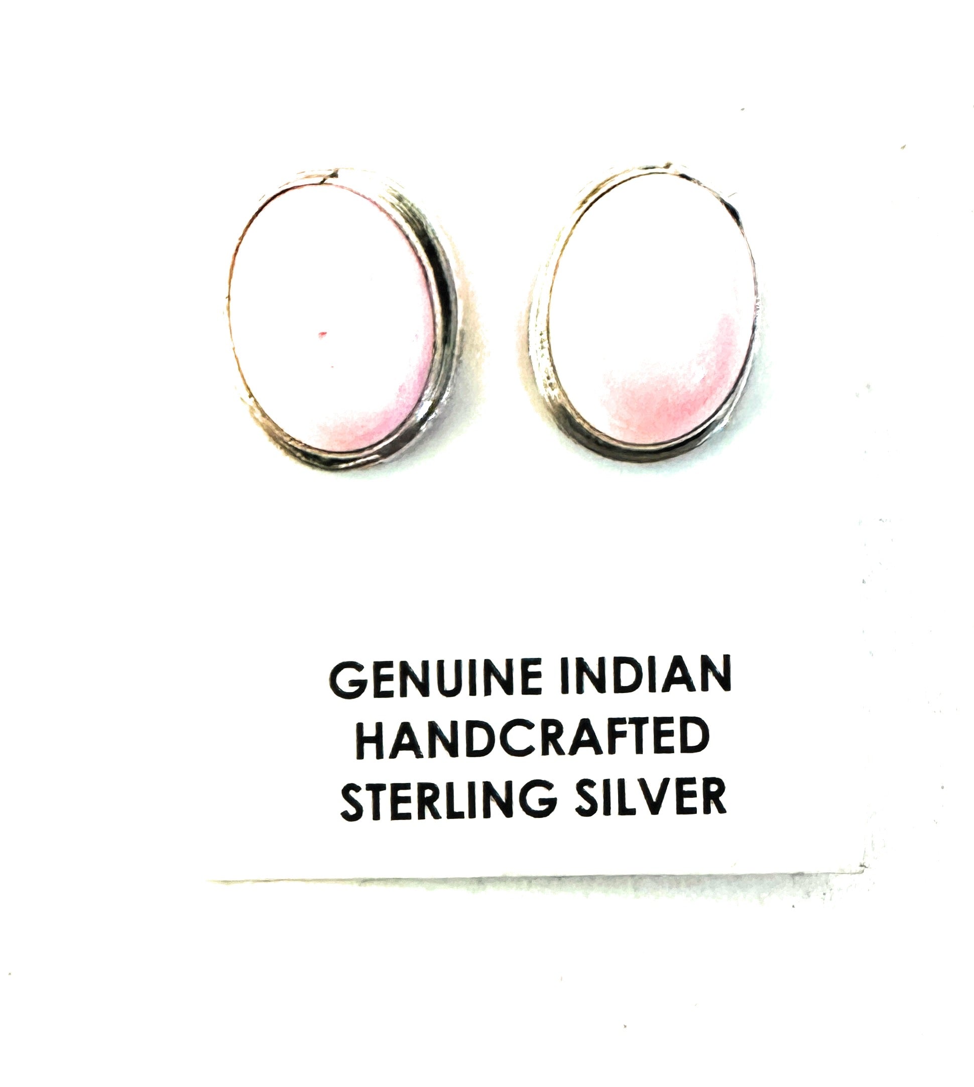 Navajo Sterling Silver & Queen Pink Conch Post Earrings