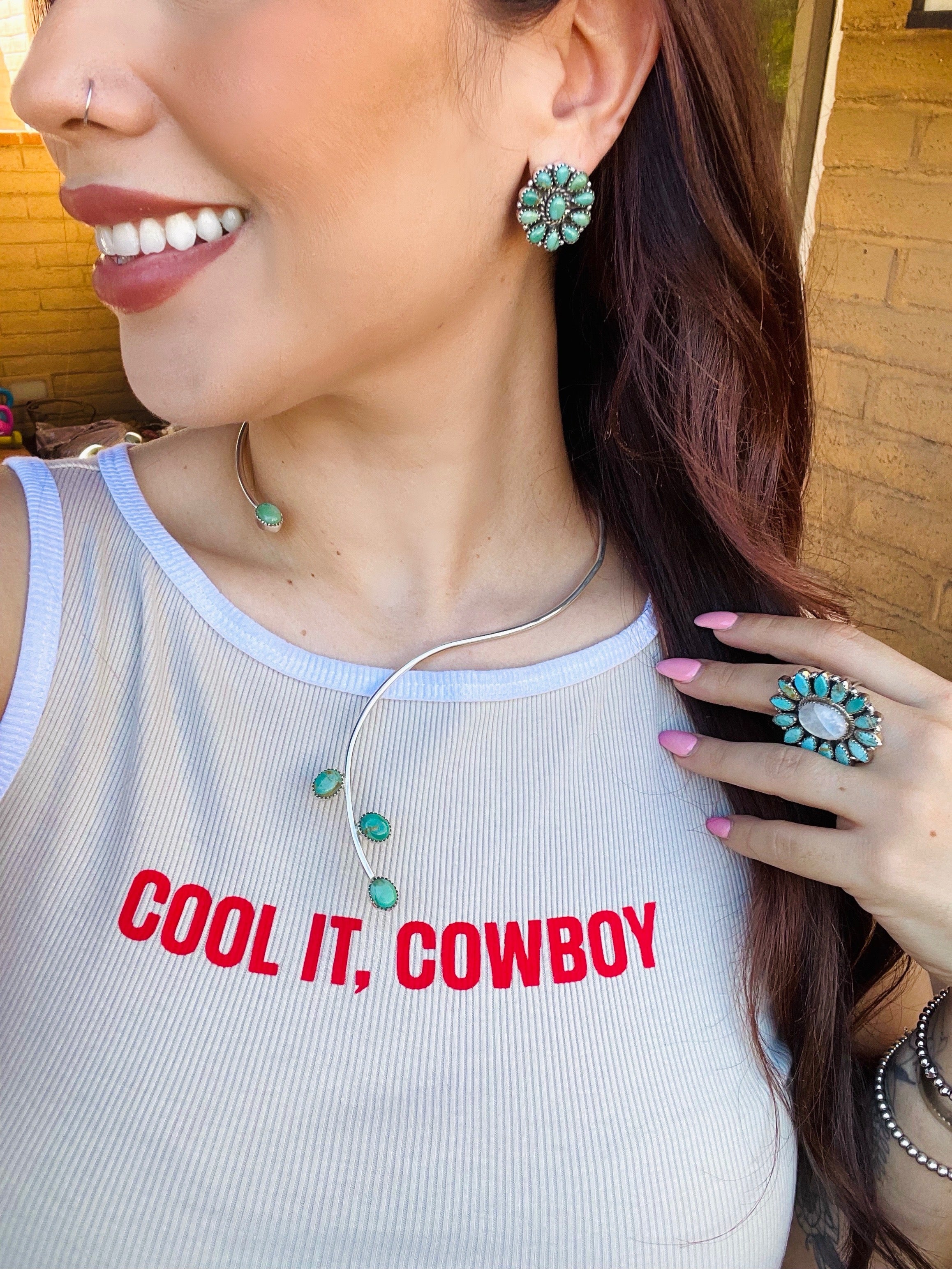 Handmade Sterling Silver Kingman Turquoise Wrap Necklace with Signed Nizhoni (8)