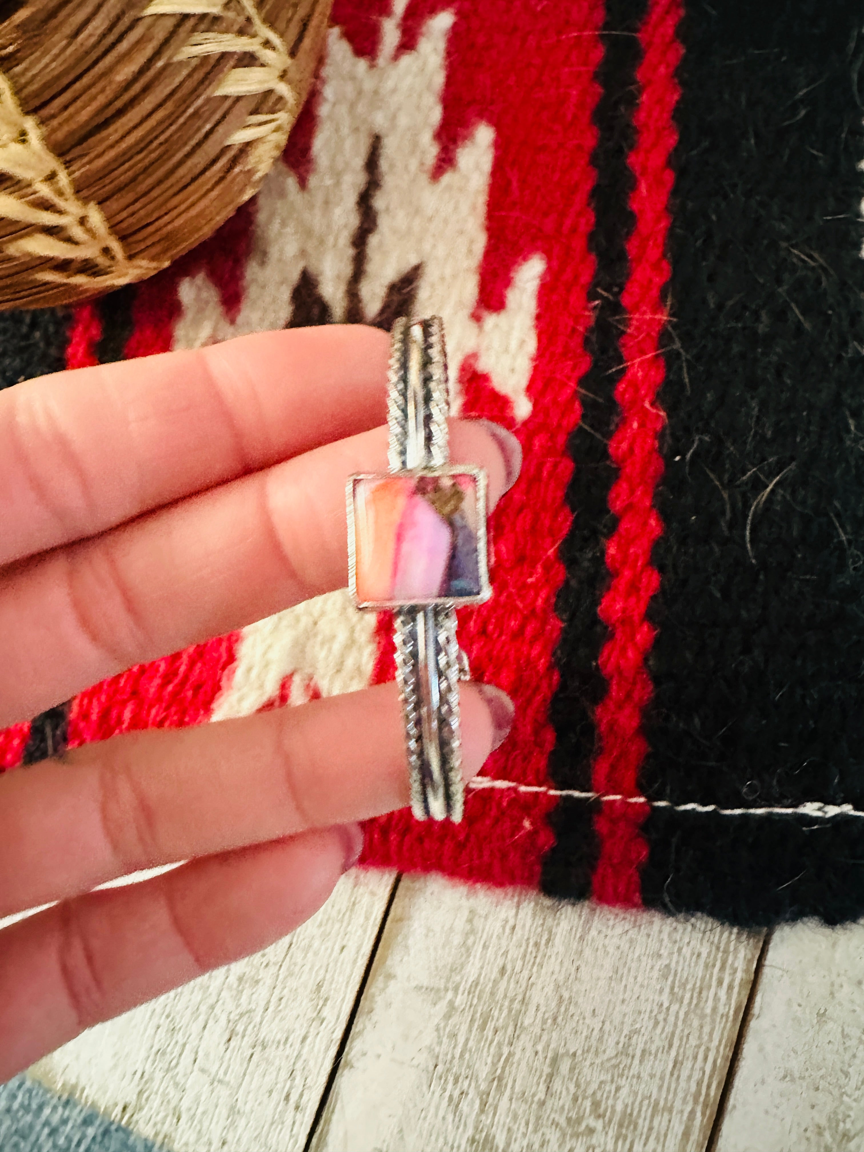 Navajo Sterling Silver & Pink Dream Mojave Cuff Bracelet