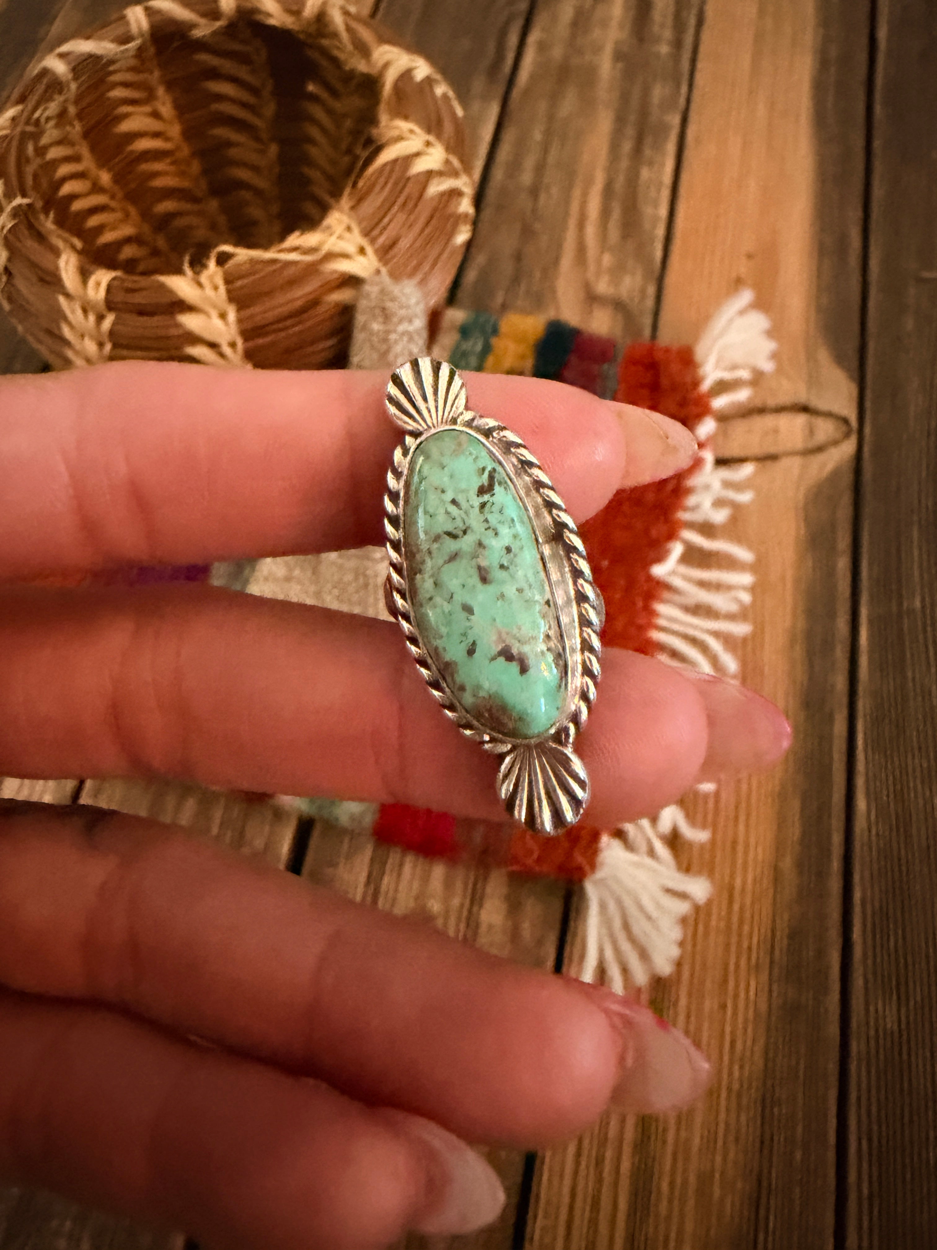 Handmade Sterling Silver and Turquoise Adjustable Ring