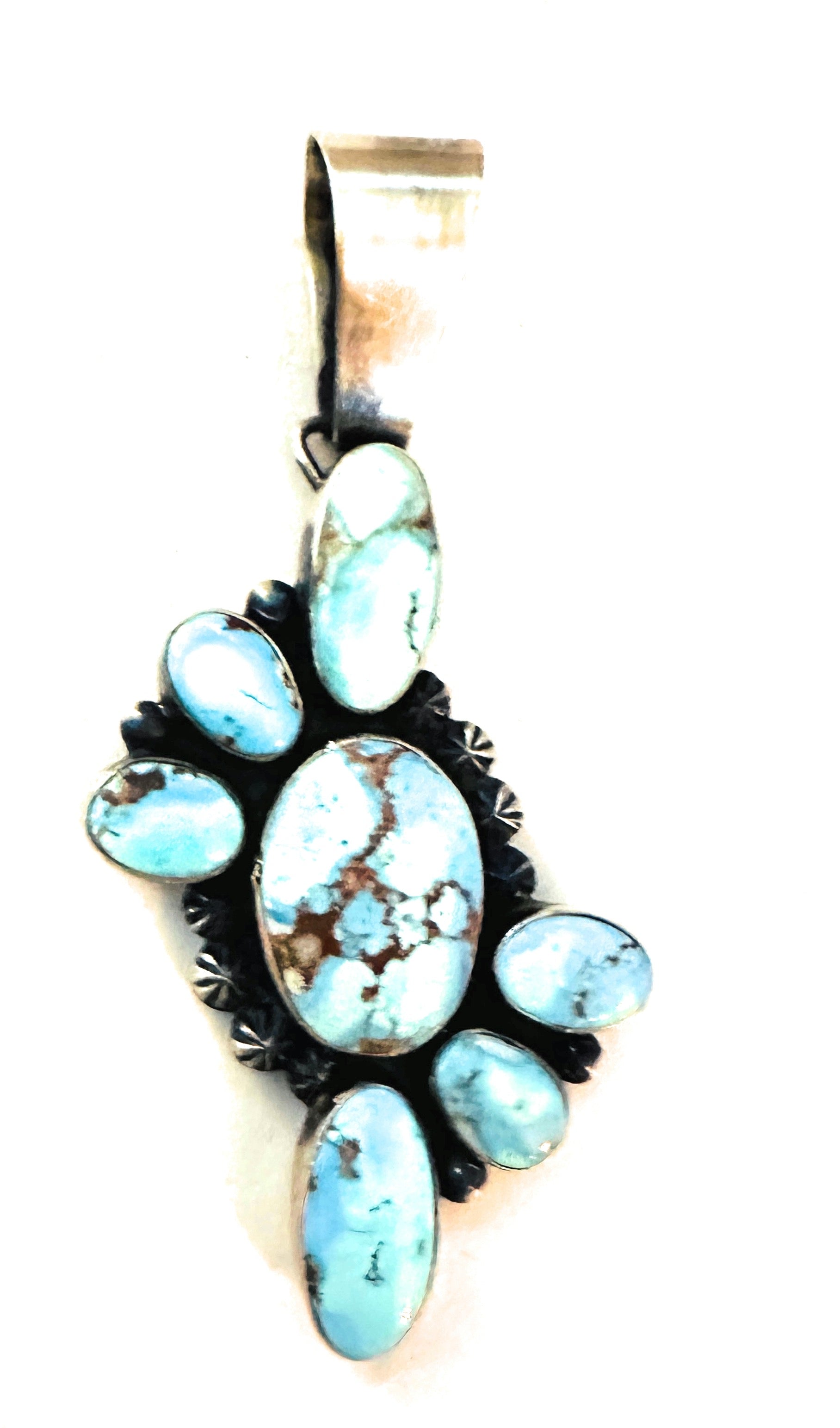 Navajo Golden Hills Turquoise & Sterling Silver Pendant by Paul Livingston