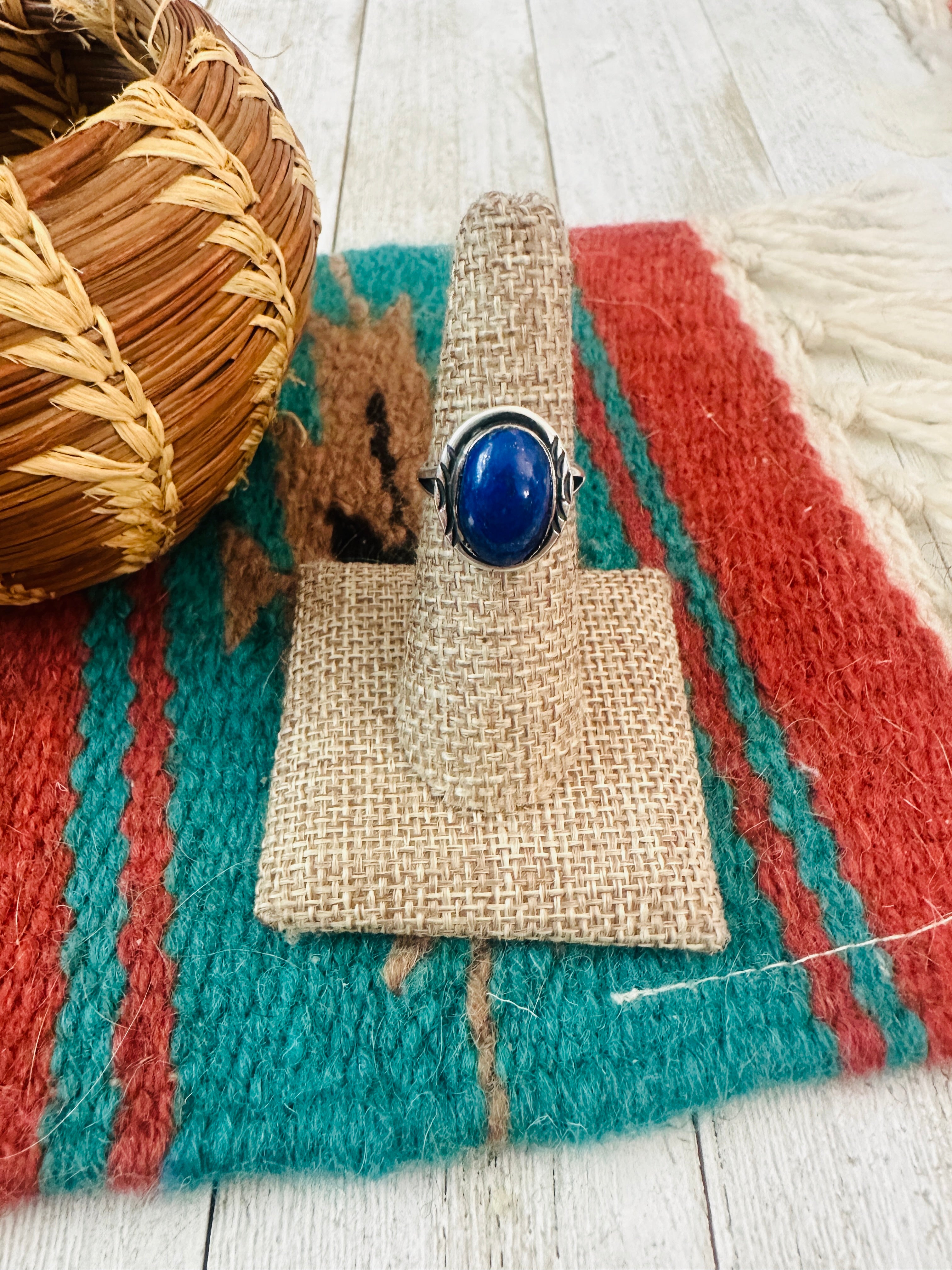 Handcrafted Old Pawn Sterling Silver & Lapis Ring