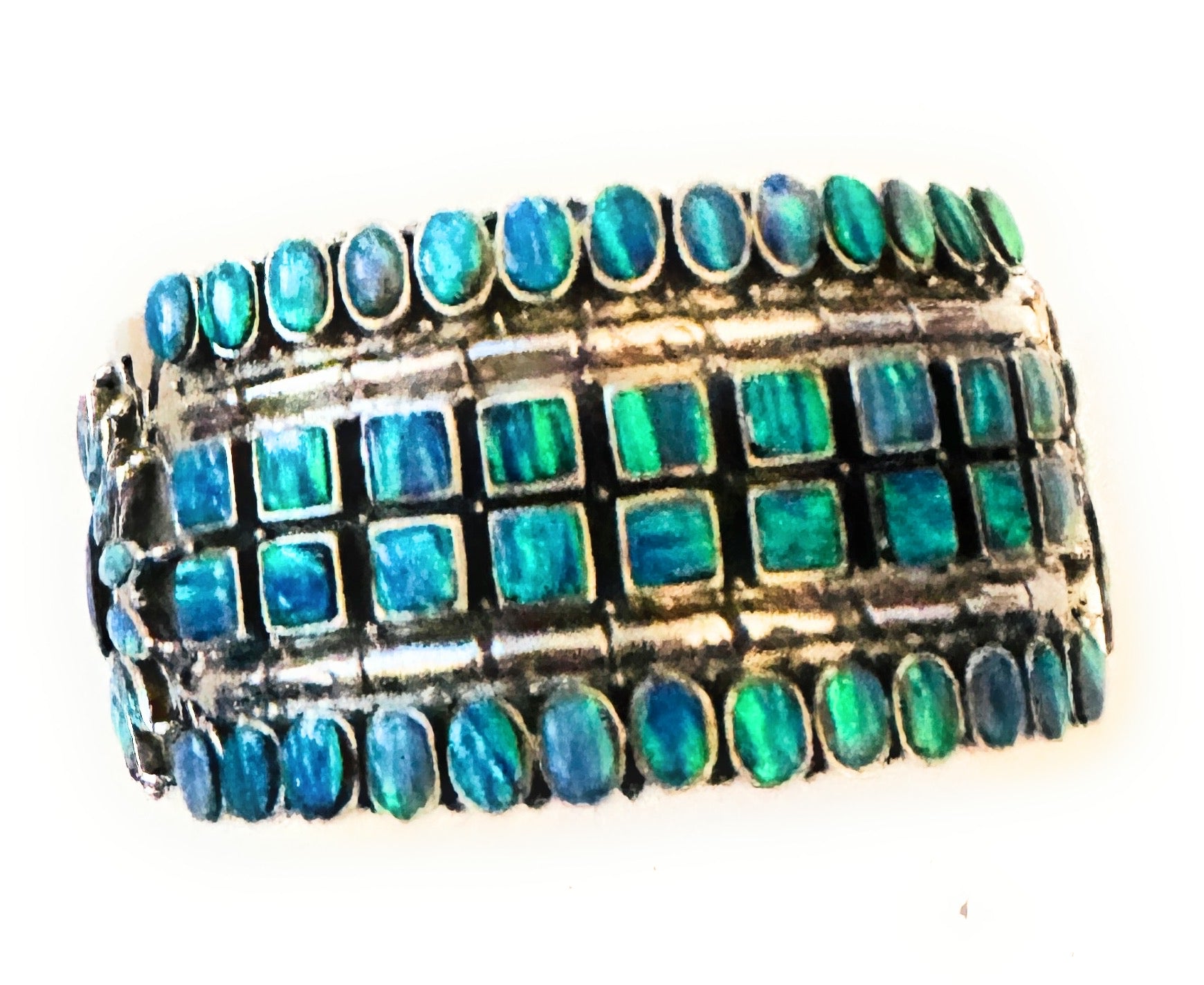 Nizhoni Handmade Sterling Silver & Blue Opal Cuff Bracelet