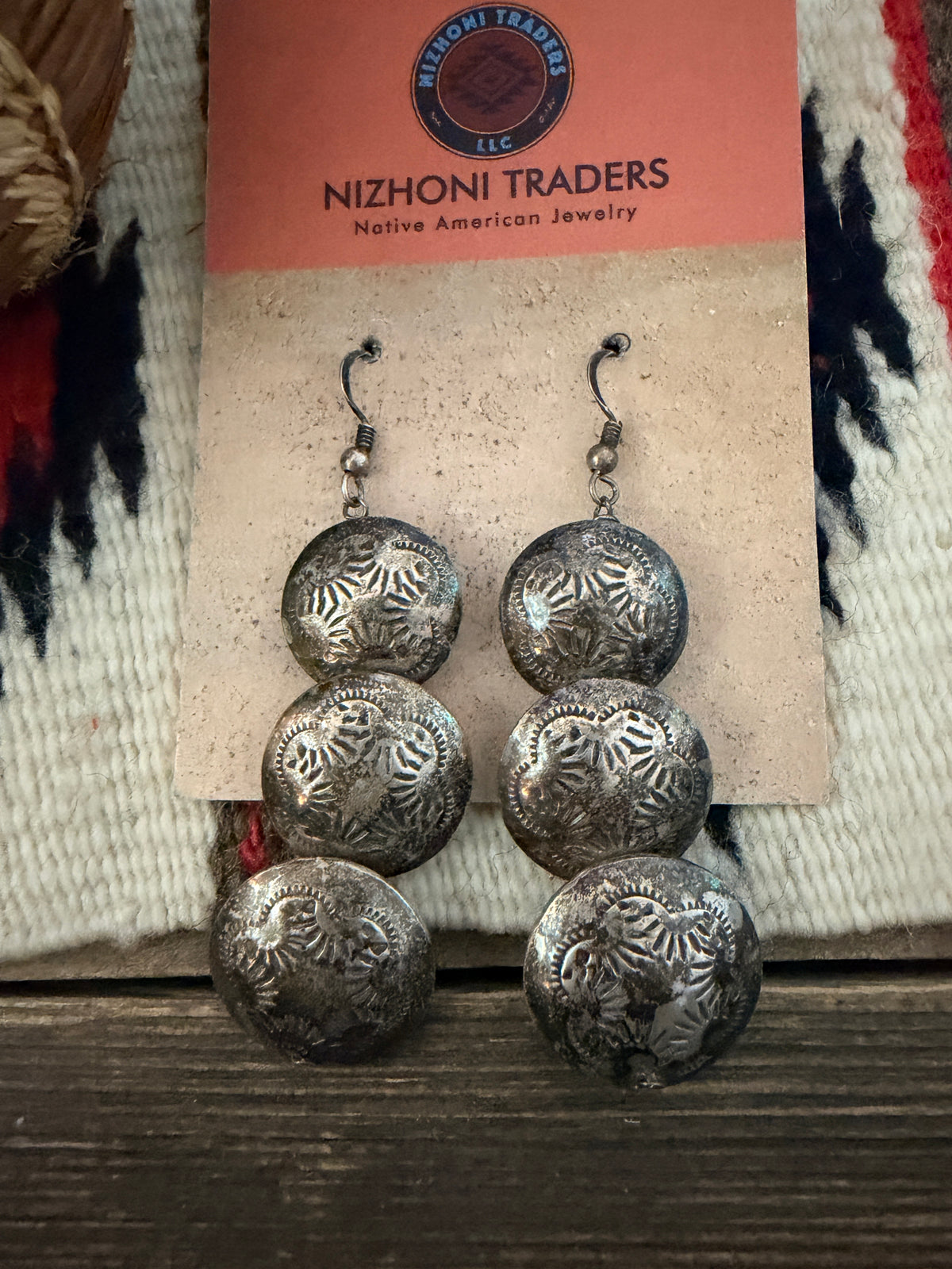 Handcrafted Old Pawn Sterling Silver Pillow Bead Dangle Earrings