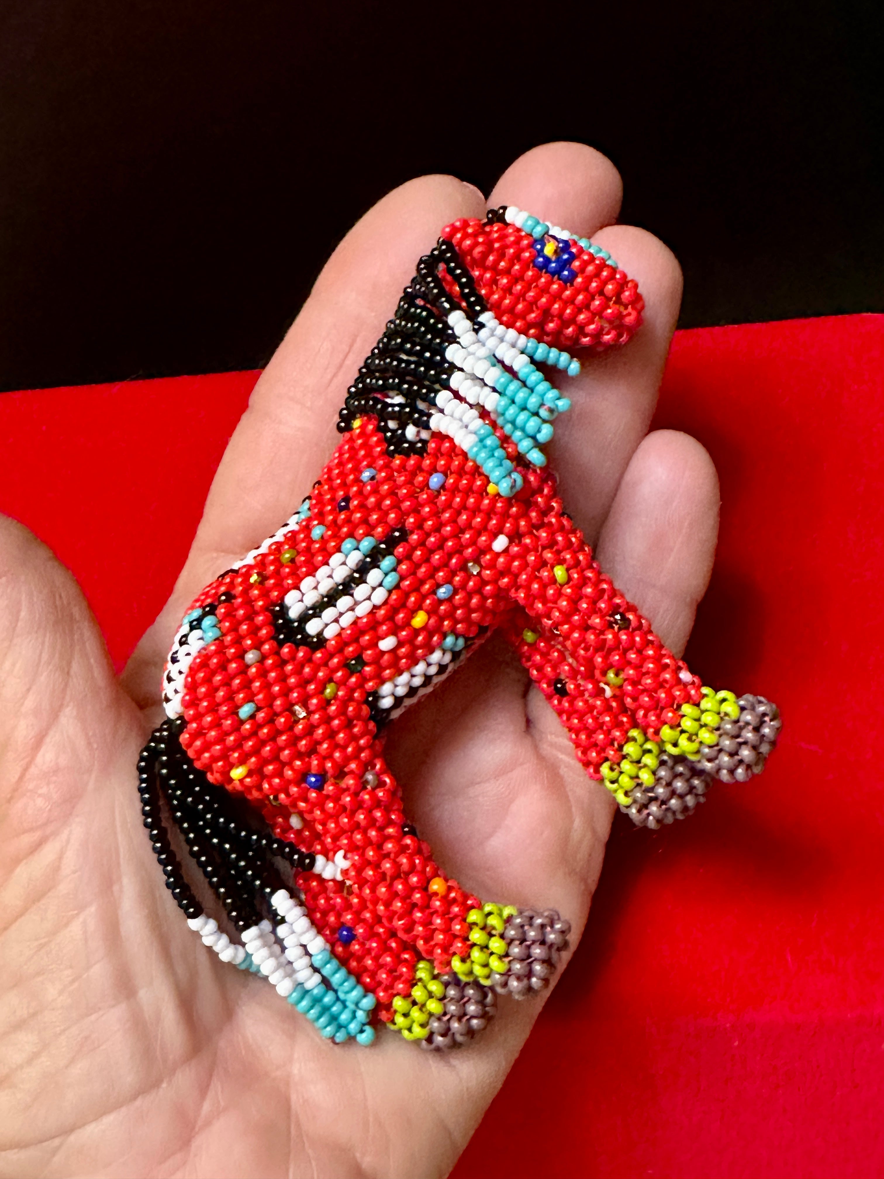 Handmade Peyote Stitched Horse Figurine- Red 3