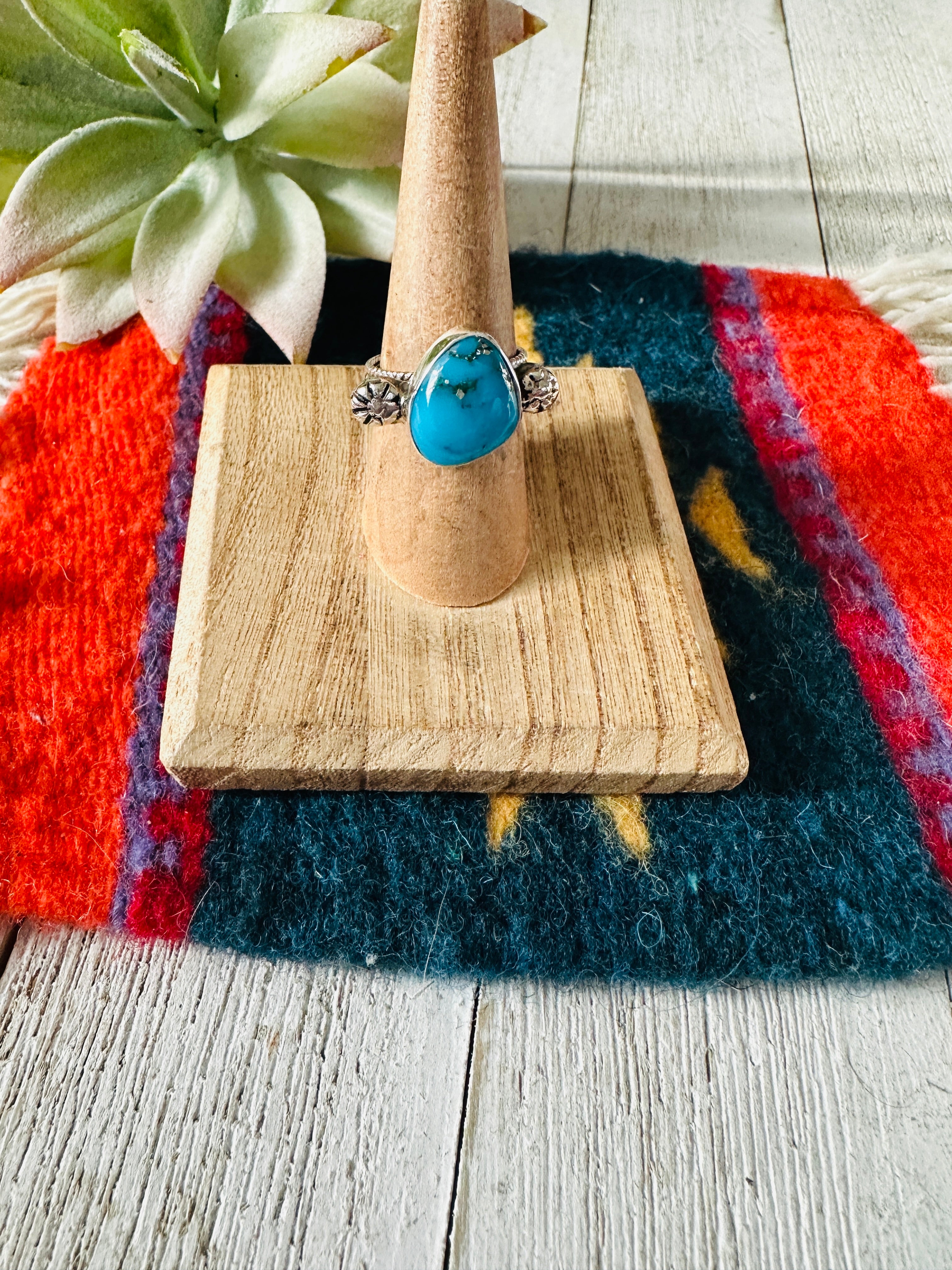 Navajo Turquoise & Sterling Silver Ring Size 6.5