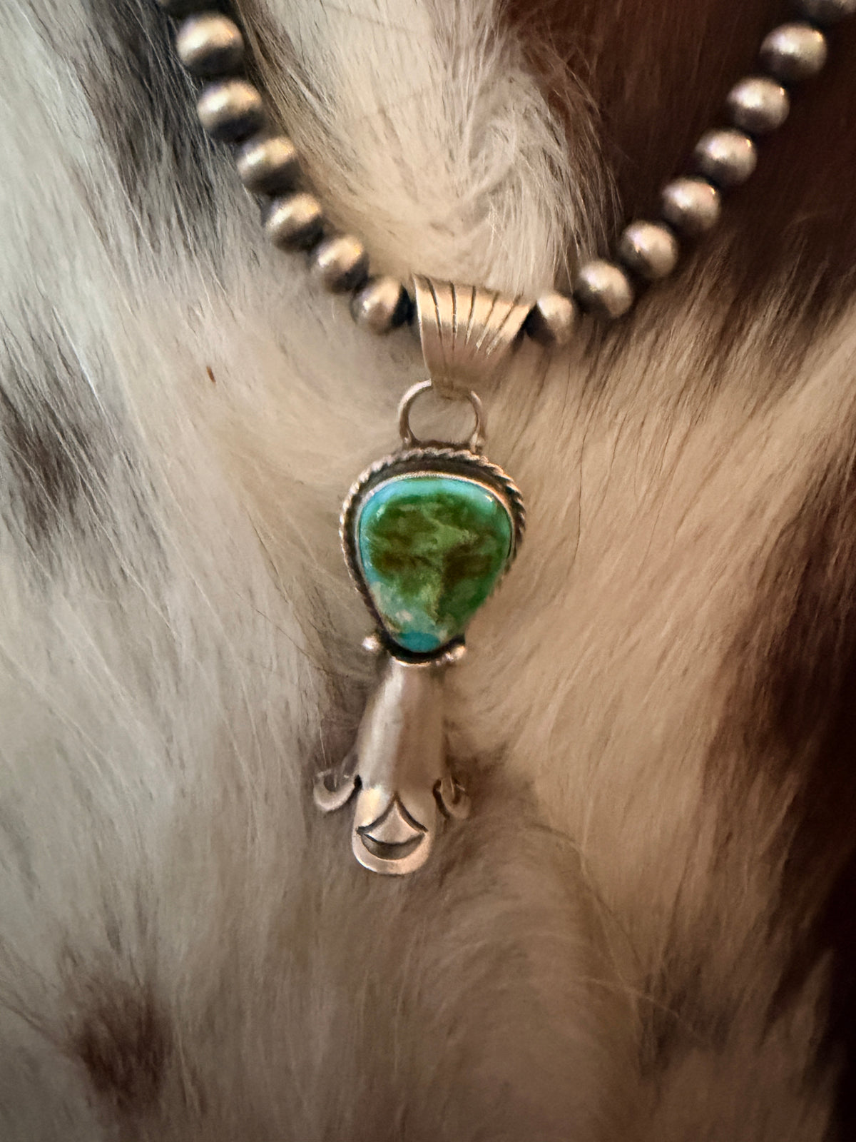 Handcrafted Turquoise & Sterling Silver Beaded Blossom Necklace