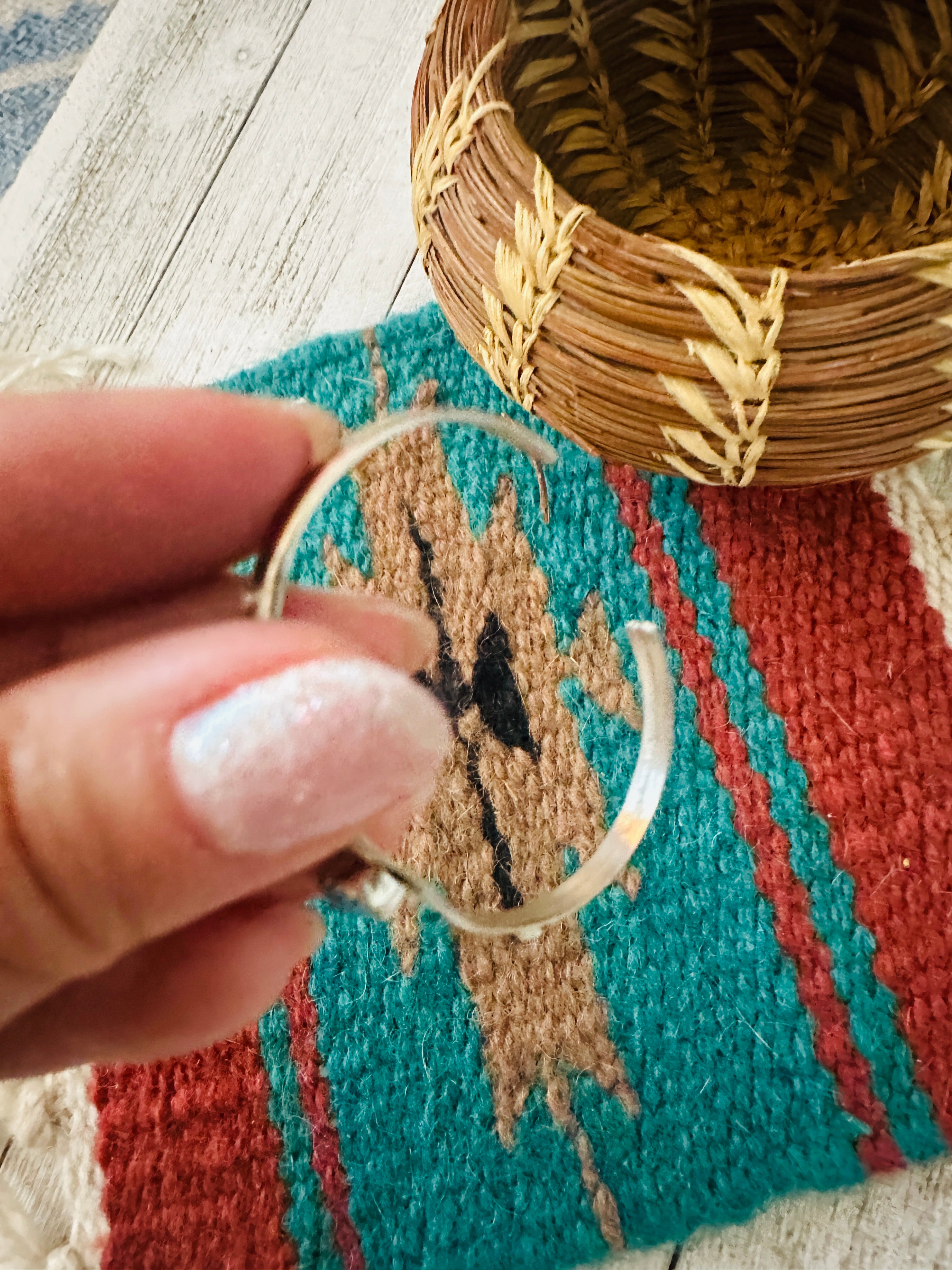 Navajo Sterling Silver & Turquoise Baby Cuff Bracelet