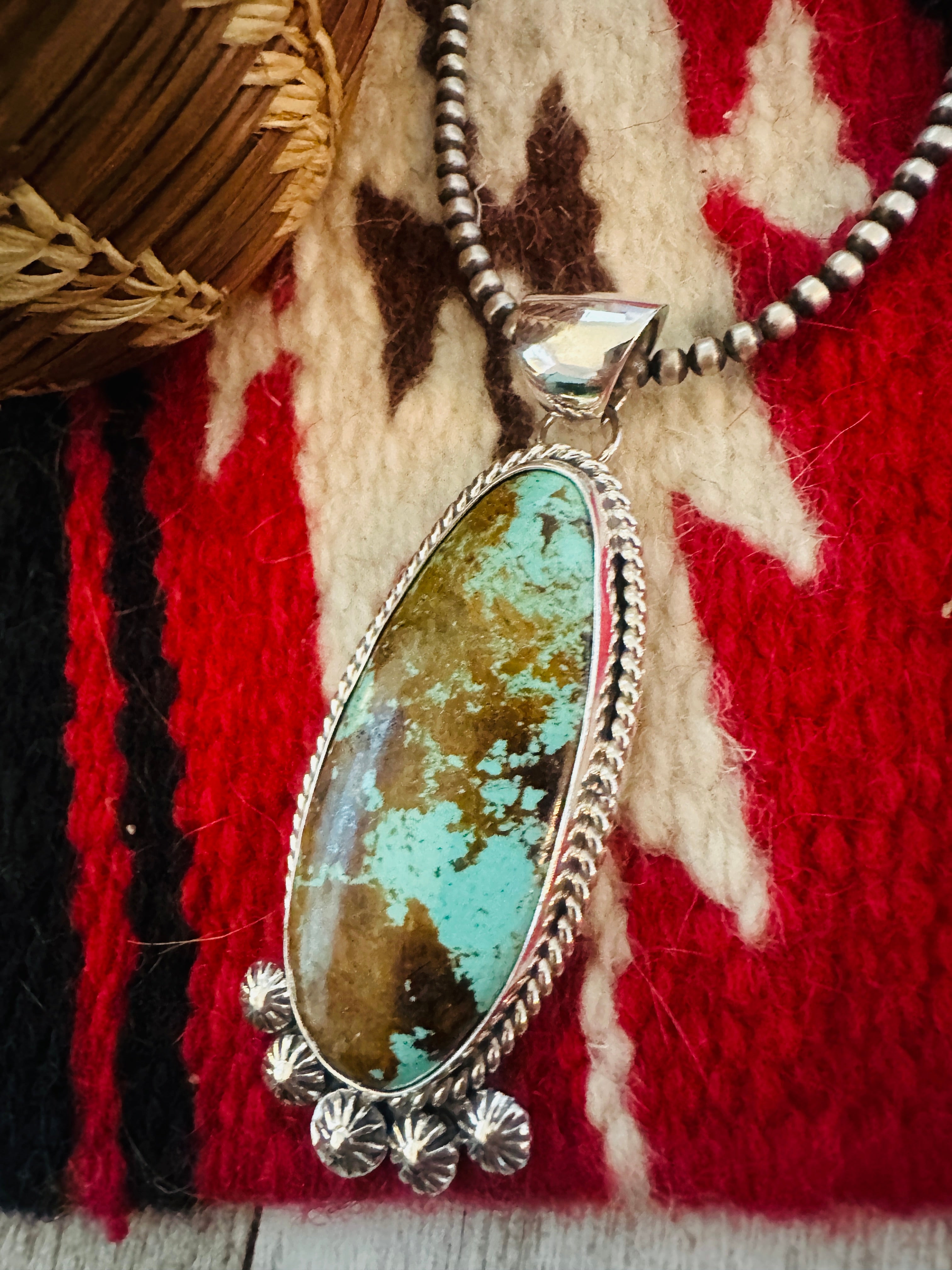 Navajo Number 8 Turquoise & Sterling Silver Pendant