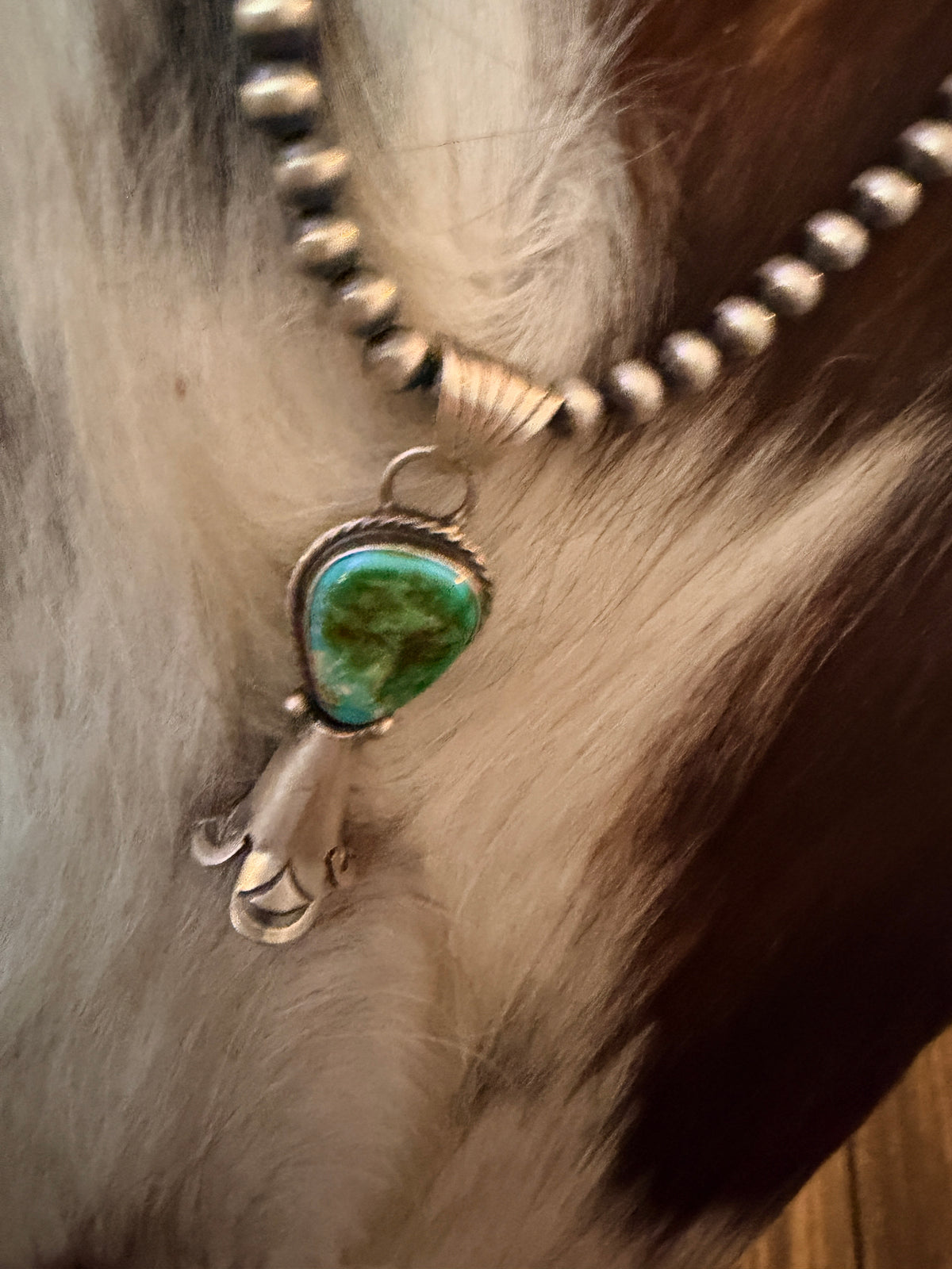 Handcrafted Turquoise & Sterling Silver Beaded Blossom Necklace